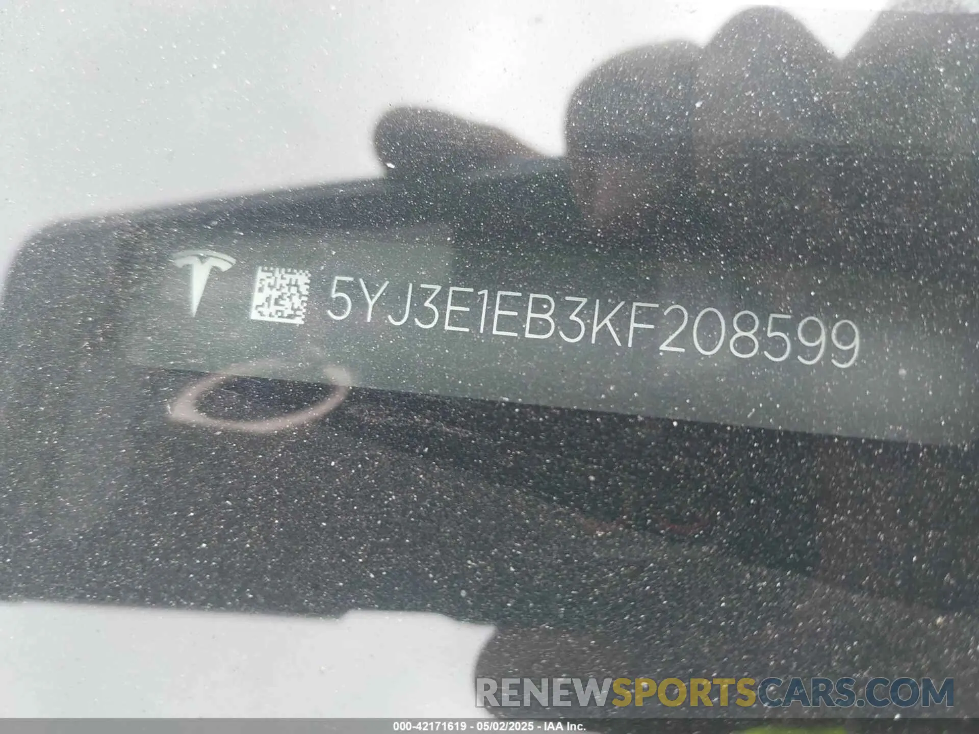 9 fotografías del automóvil dañado 5YJ3E1EBBKF208599 TESLA MODEL 3 2019