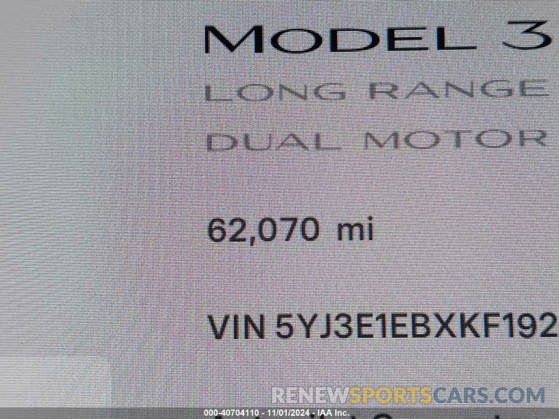 14 fotografías del automóvil dañado 5YJ3E1EBXKF192448 TESLA MODEL 3 2019