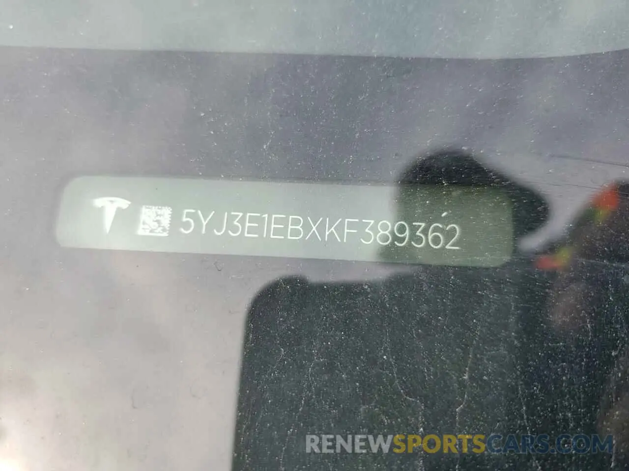 12 fotografías del automóvil dañado 5YJ3E1EBXKF389362 TESLA MODEL 3 2019