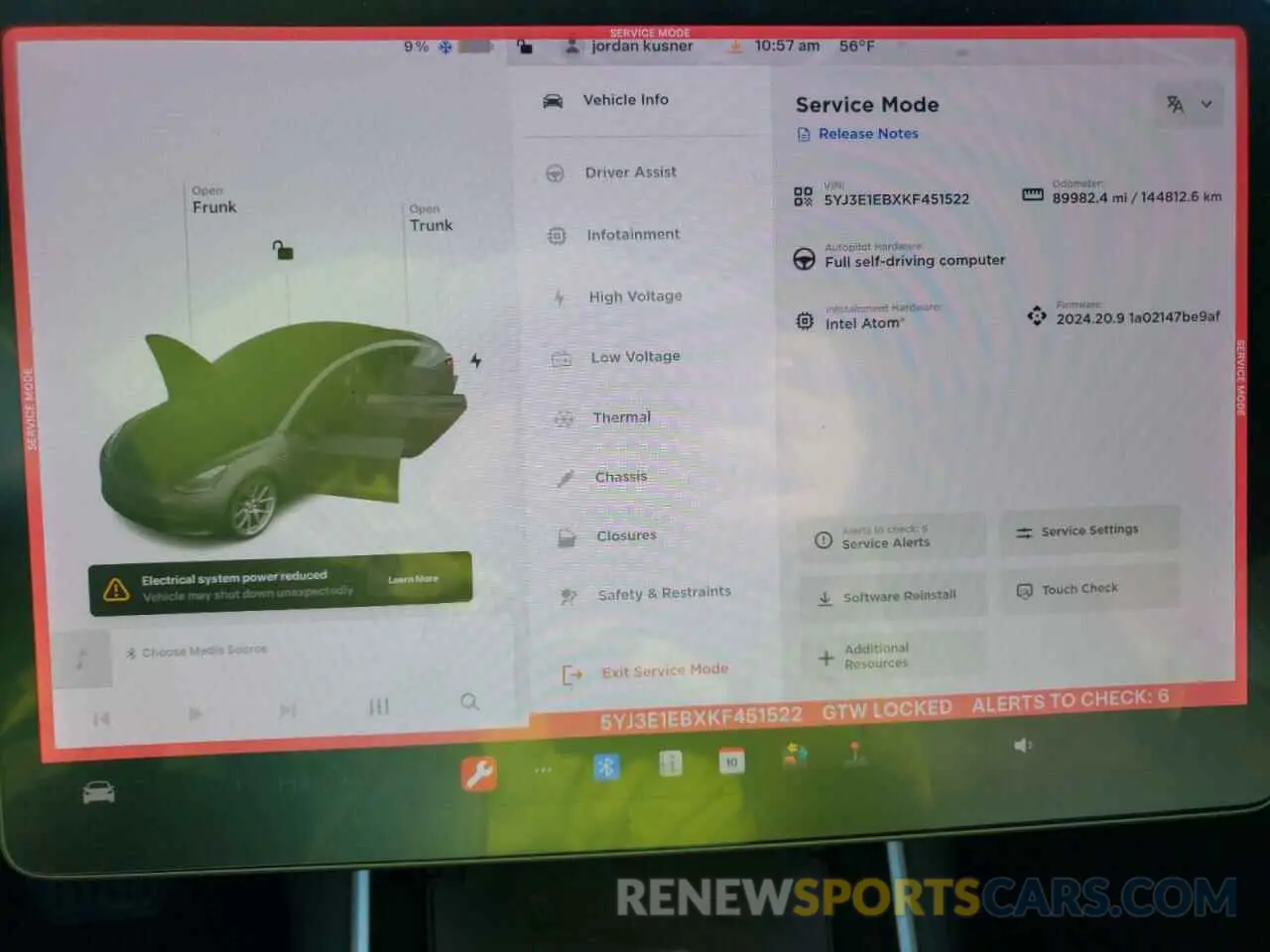 9 fotografías del automóvil dañado 5YJ3E1EBXKF451522 TESLA MODEL 3 2019