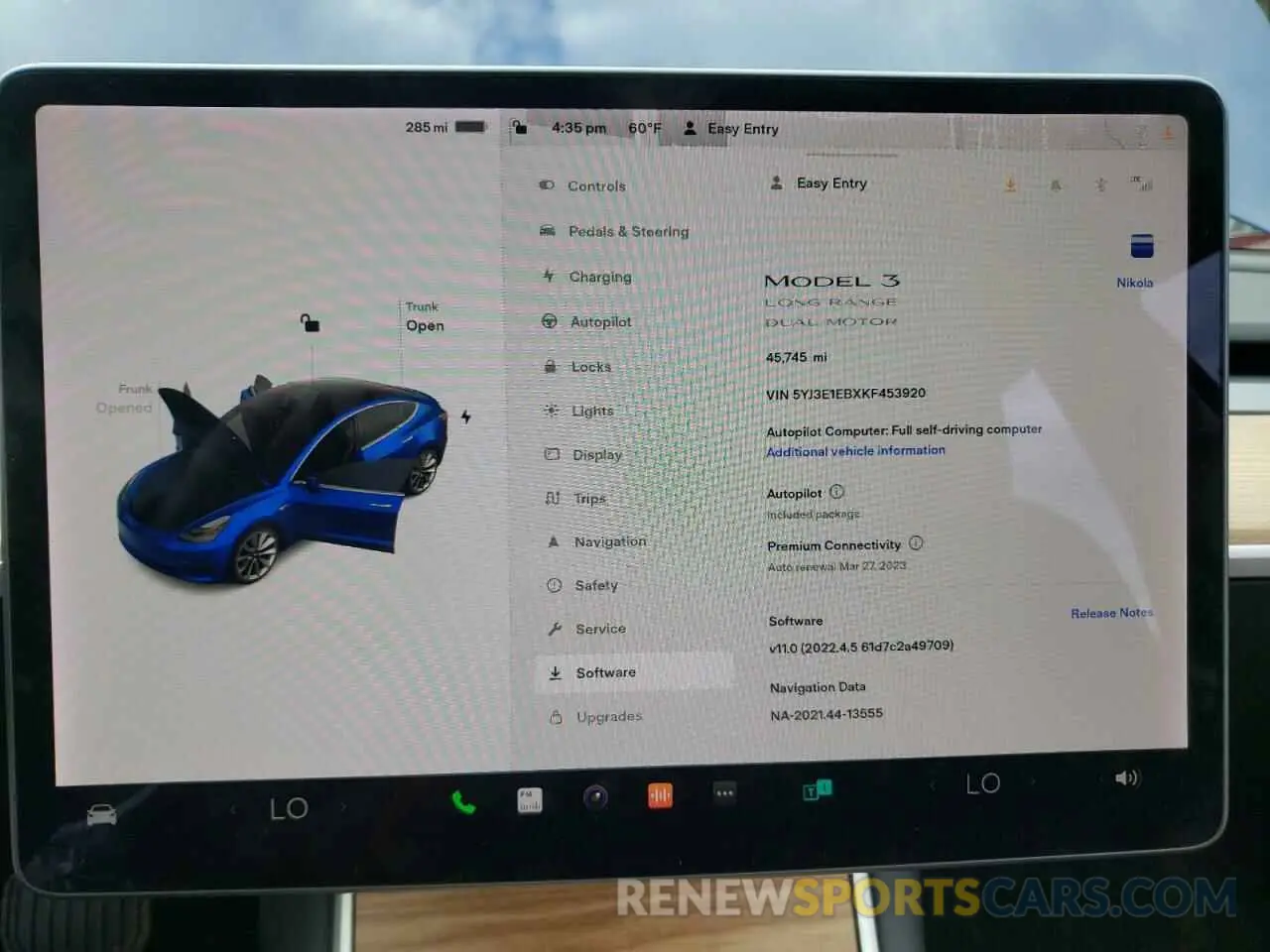 8 fotografías del automóvil dañado 5YJ3E1EBXKF453920 TESLA MODEL 3 2019