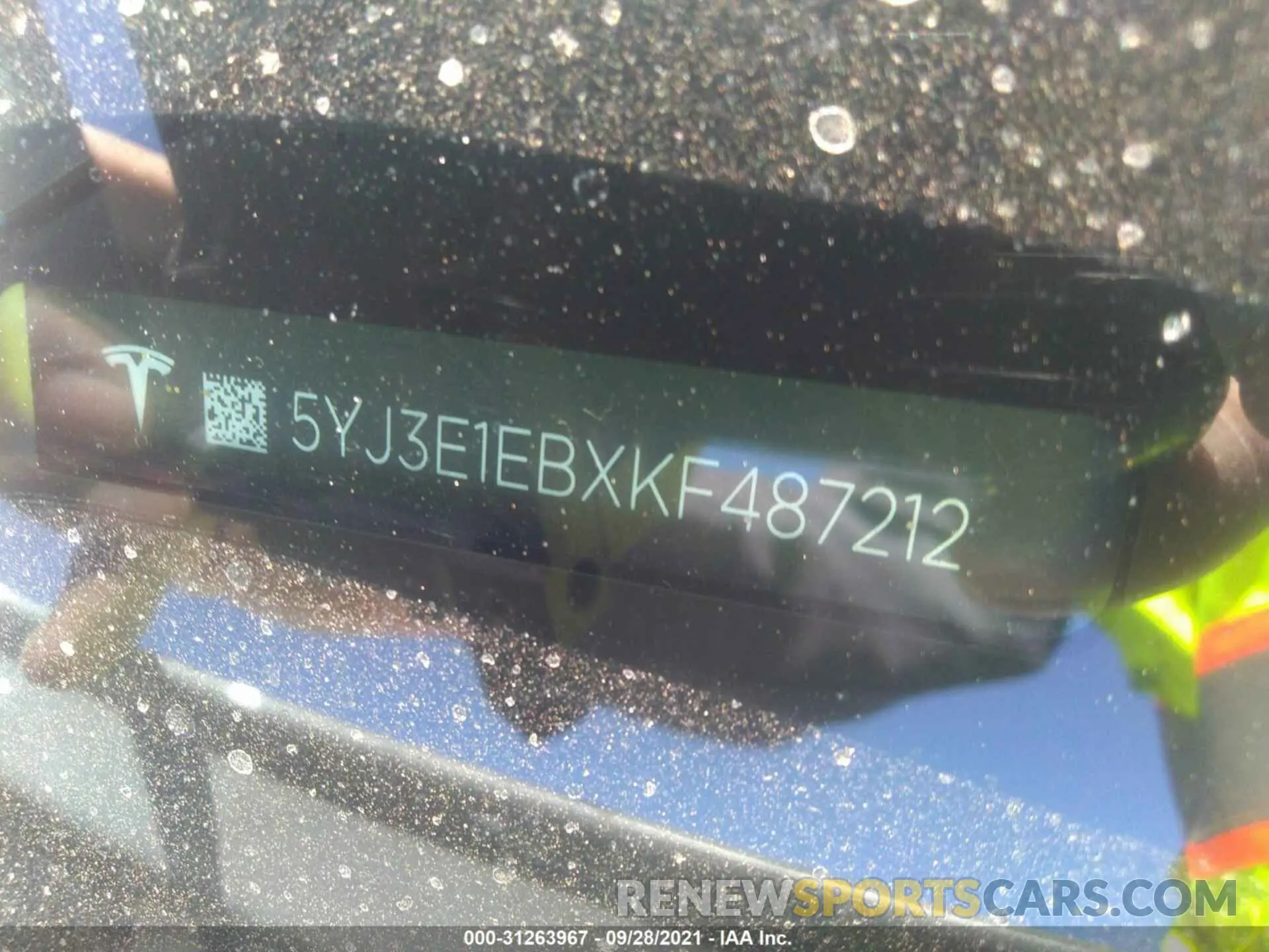 9 fotografías del automóvil dañado 5YJ3E1EBXKF487212 TESLA MODEL 3 2019