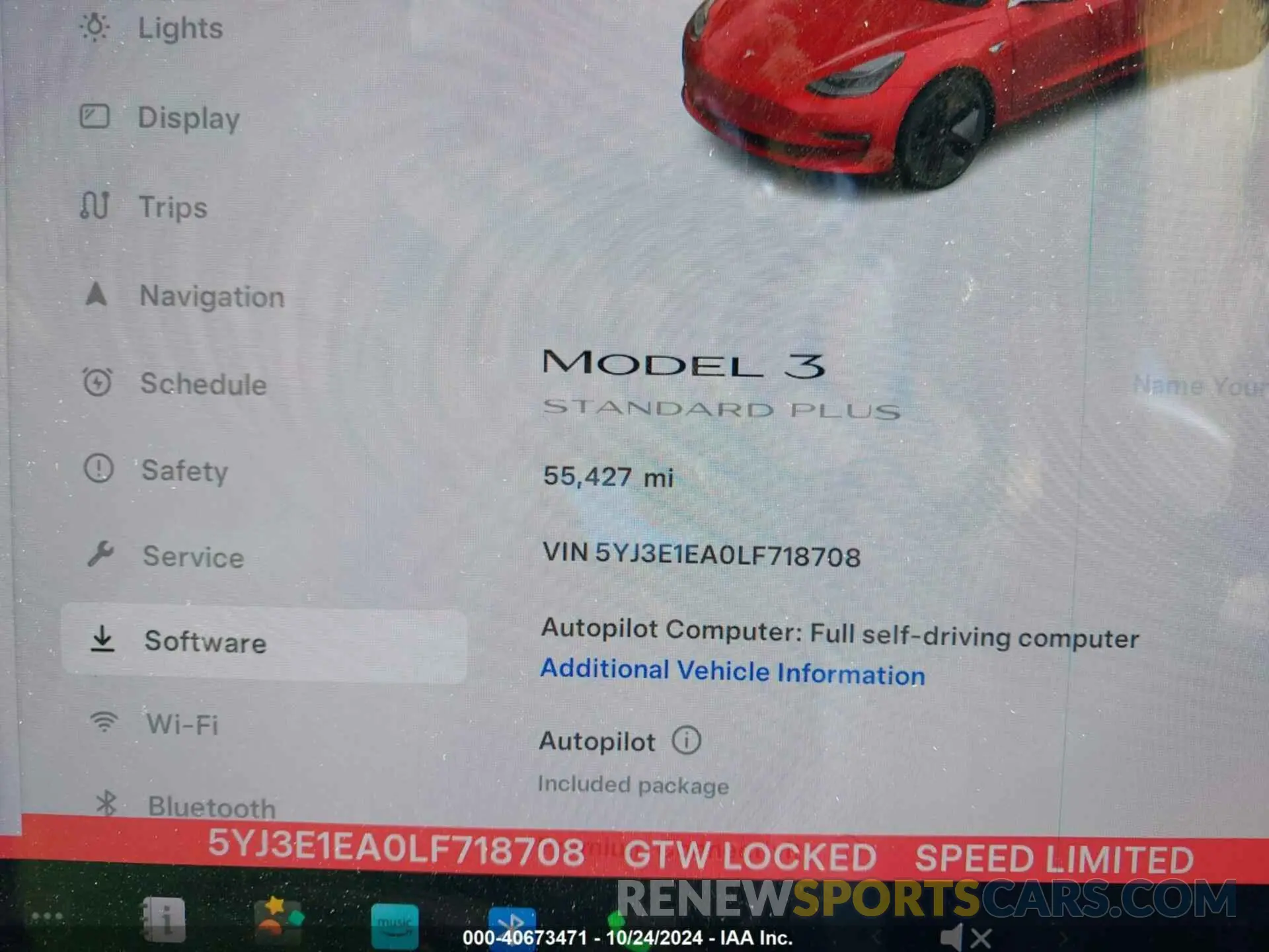 15 fotografías del automóvil dañado 5YJ3E1EA0LF718708 TESLA MODEL 3 2020