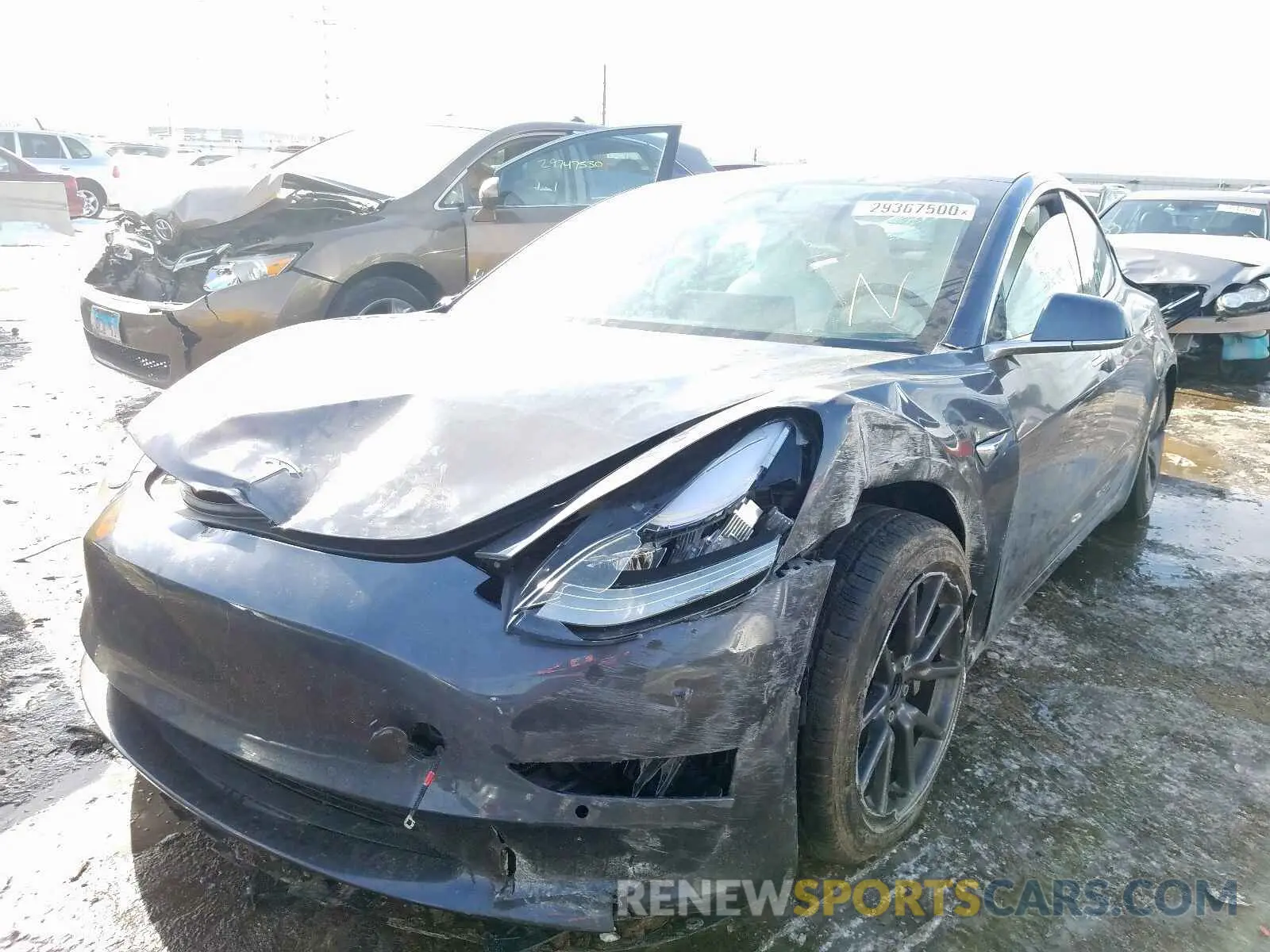 2 fotografías del automóvil dañado 5YJ3E1EA1LF599048 TESLA MODEL 3 2020