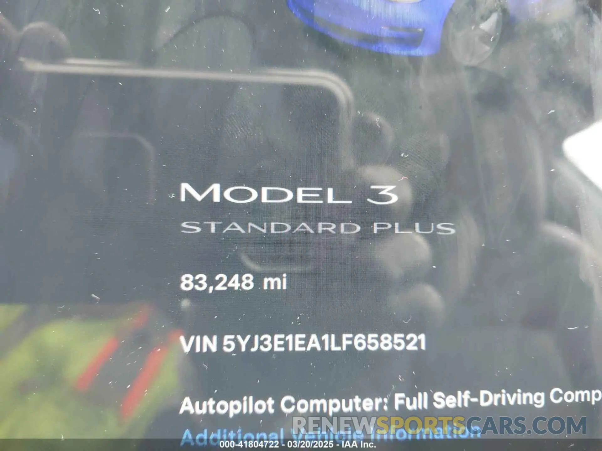 15 fotografías del automóvil dañado 5YJ3E1EA1LF658521 TESLA MODEL 3 2020
