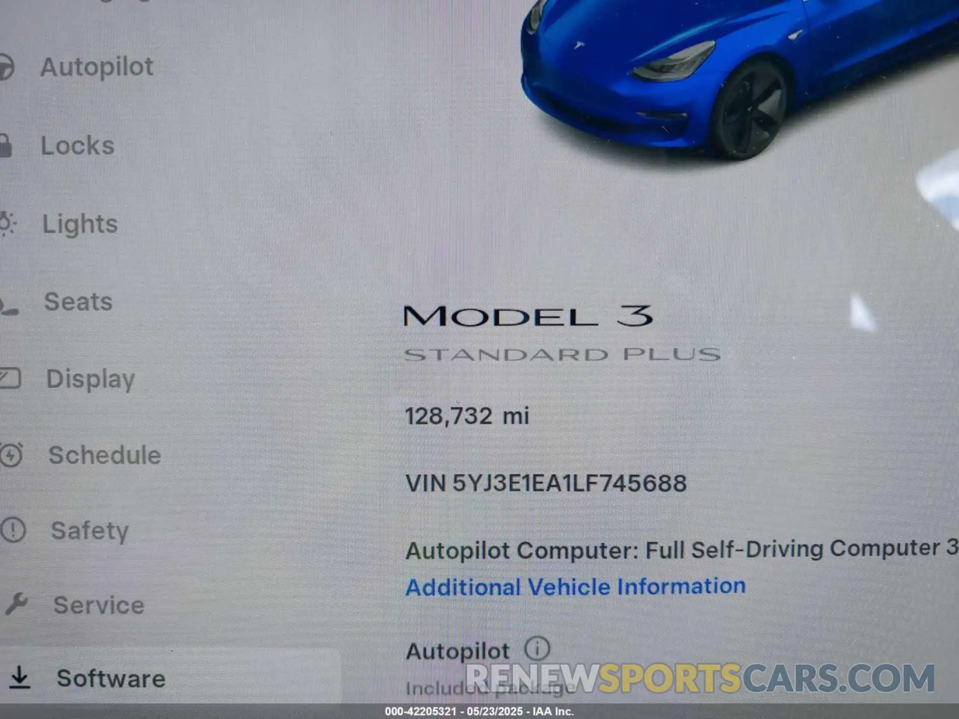 7 fotografías del automóvil dañado 5YJ3E1EA1LF745688 TESLA MODEL 3 2020