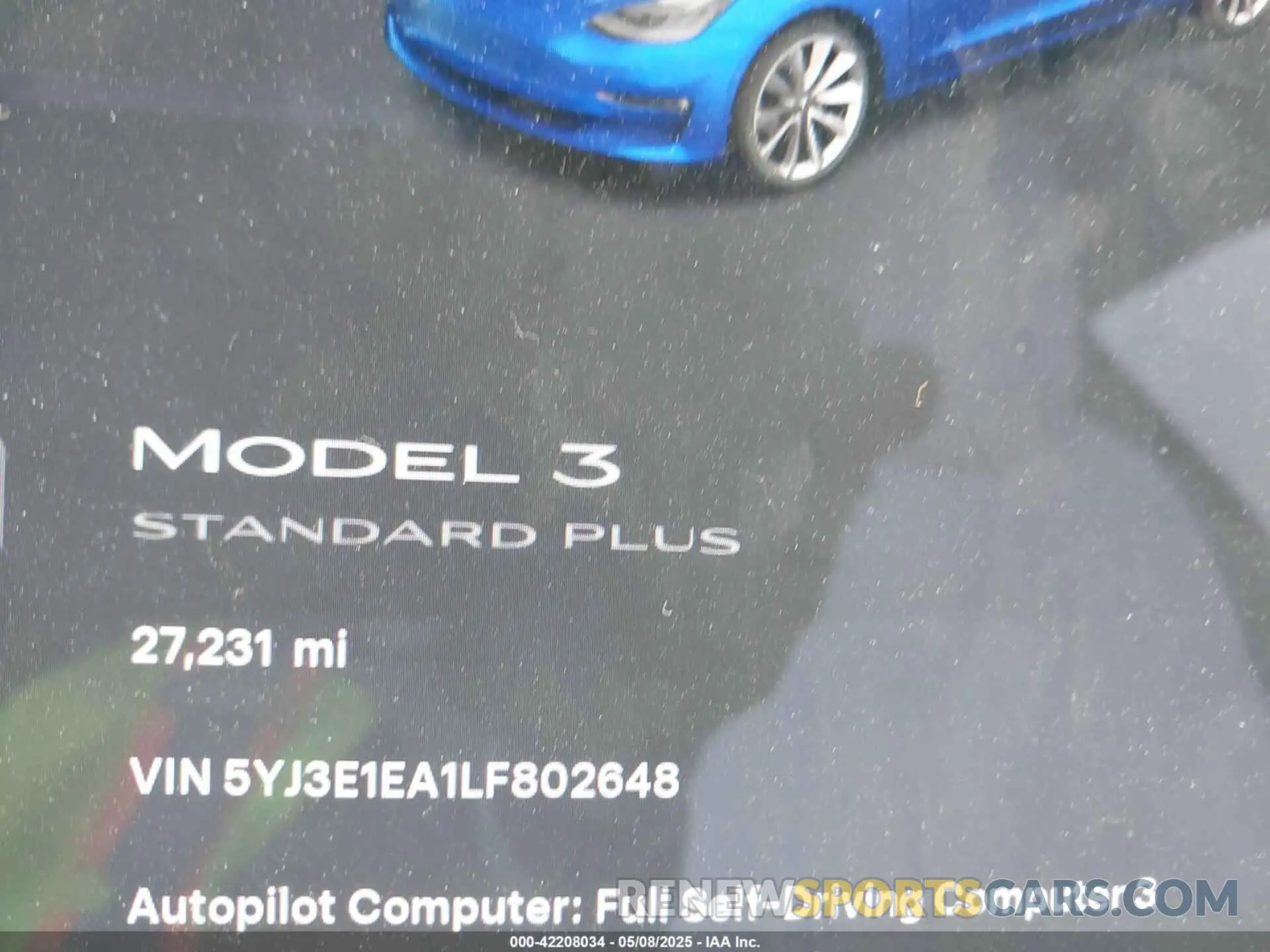 7 fotografías del automóvil dañado 5YJ3E1EA1LF802648 TESLA MODEL 3 2020