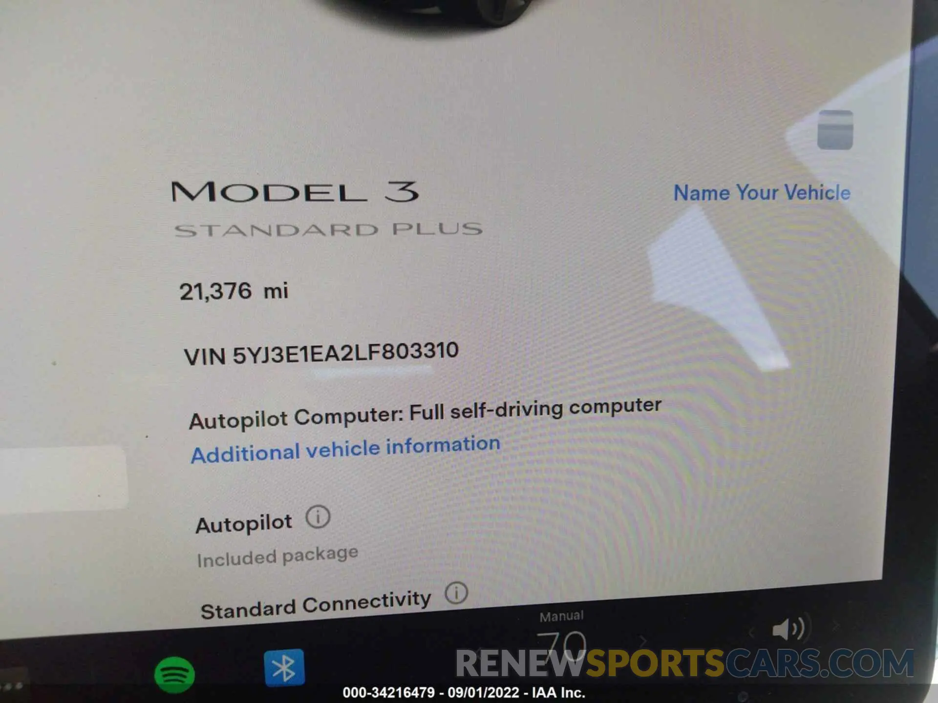 7 fotografías del automóvil dañado 5YJ3E1EA2LF803310 TESLA MODEL 3 2020
