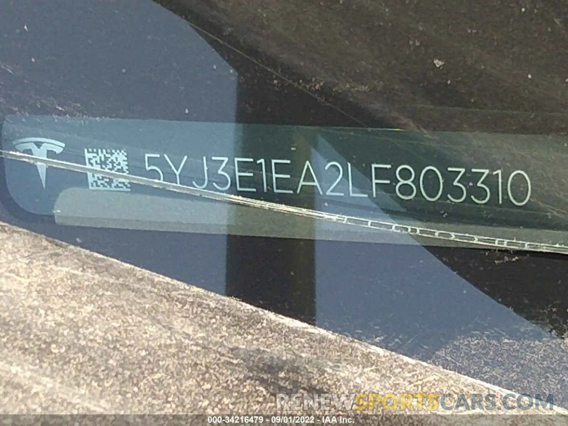 9 fotografías del automóvil dañado 5YJ3E1EA2LF803310 TESLA MODEL 3 2020