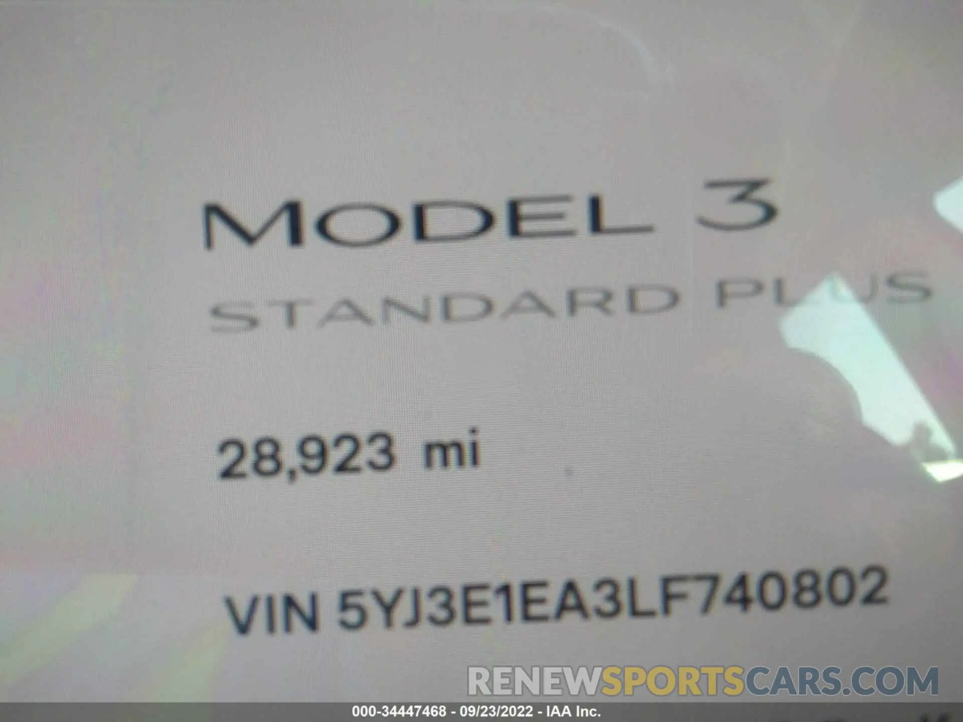 7 fotografías del automóvil dañado 5YJ3E1EA3LF740802 TESLA MODEL 3 2020