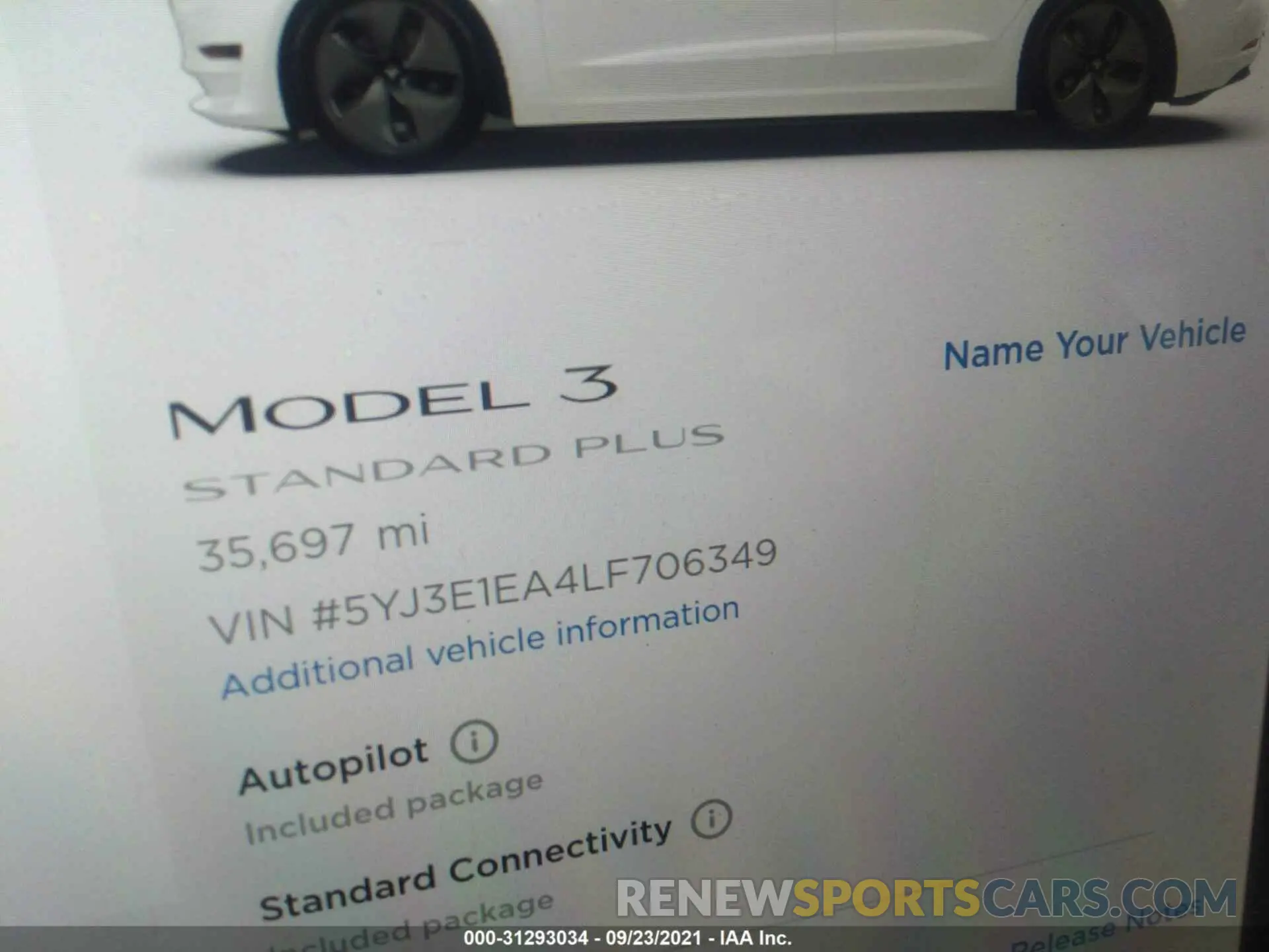 7 fotografías del automóvil dañado 5YJ3E1EA4LF706349 TESLA MODEL 3 2020