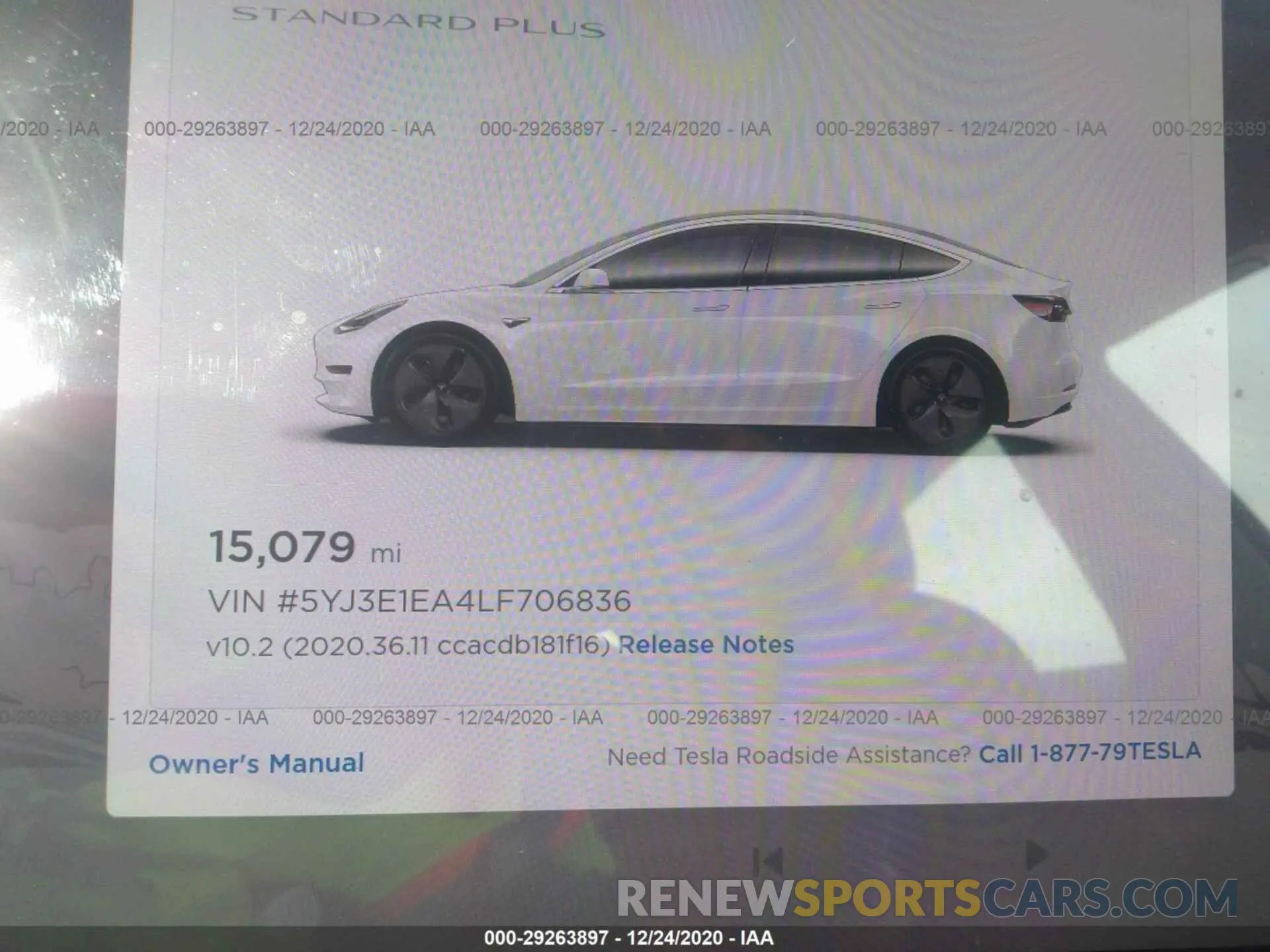 7 fotografías del automóvil dañado 5YJ3E1EA4LF706836 TESLA MODEL 3 2020