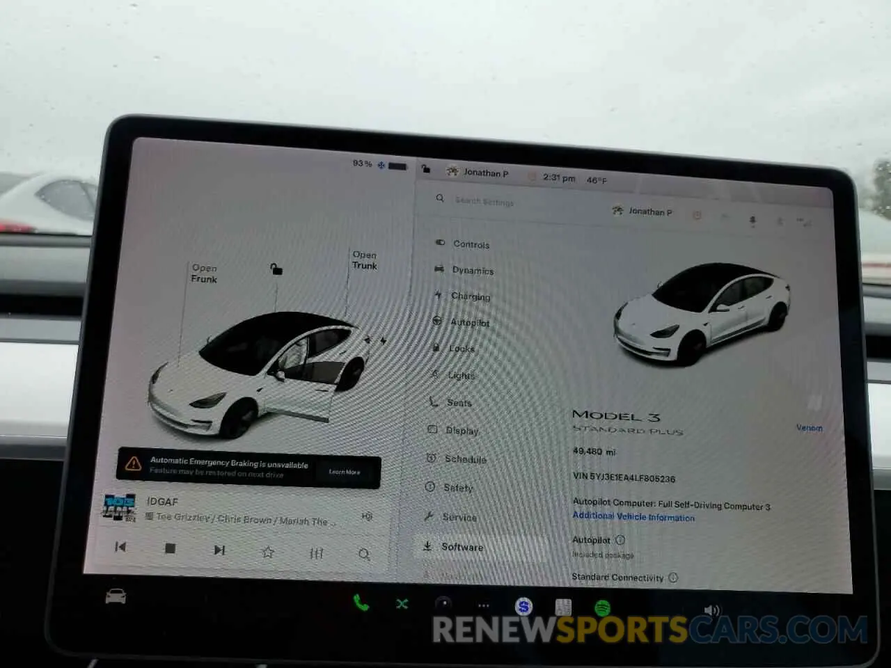 9 fotografías del automóvil dañado 5YJ3E1EA4LF805236 TESLA MODEL 3 2020