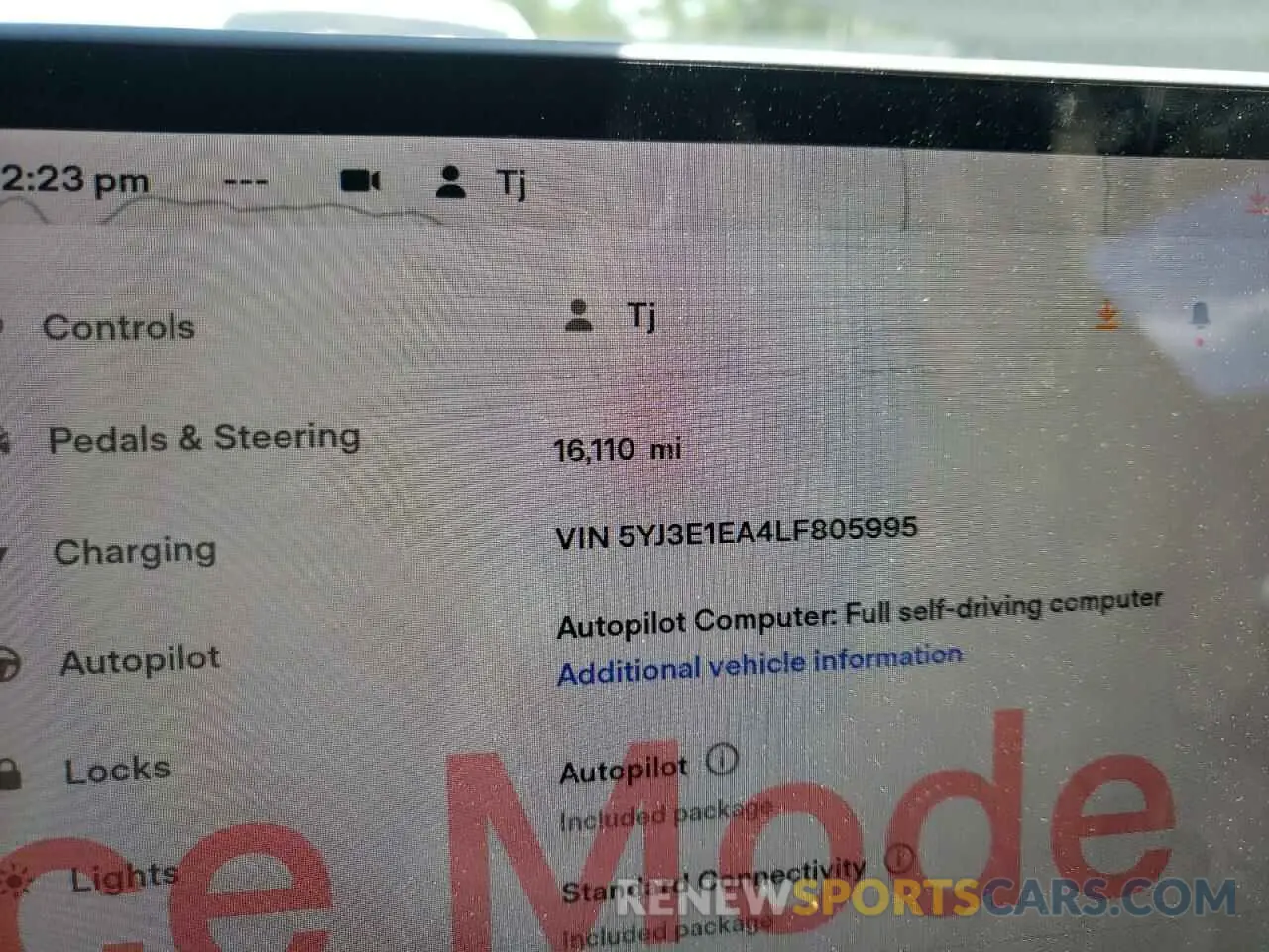 8 fotografías del automóvil dañado 5YJ3E1EA4LF805995 TESLA MODEL 3 2020