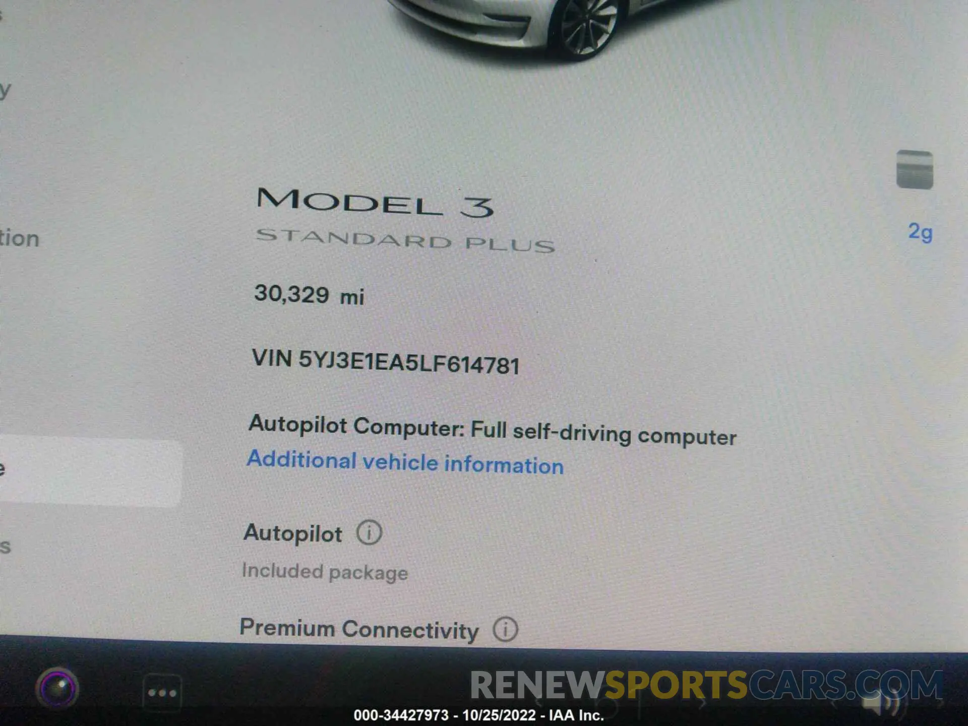 7 fotografías del automóvil dañado 5YJ3E1EA5LF614781 TESLA MODEL 3 2020