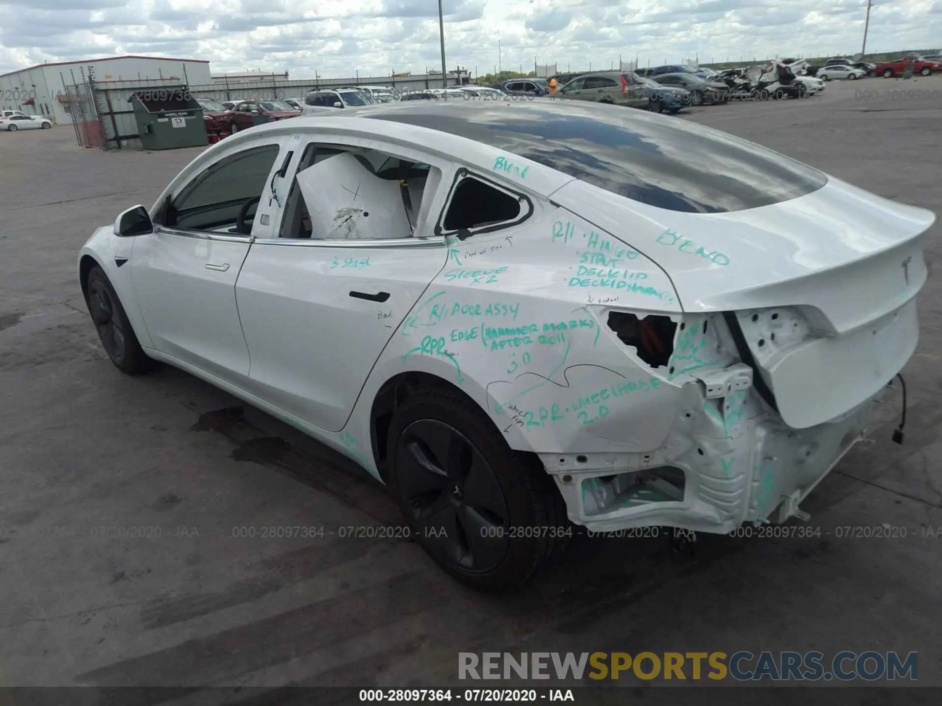 3 fotografías del automóvil dañado 5YJ3E1EA7LF591102 TESLA MODEL 3 2020