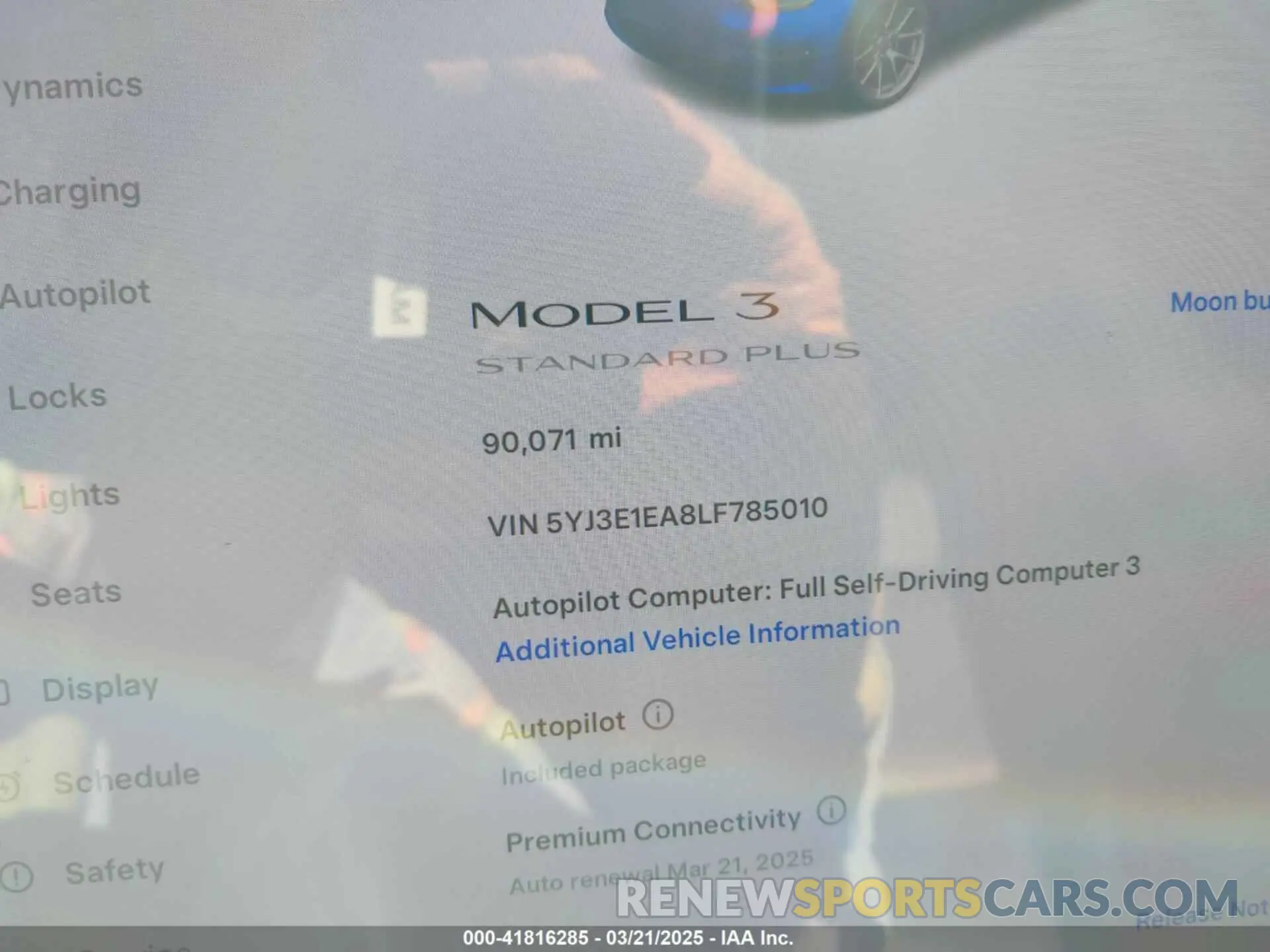15 fotografías del automóvil dañado 5YJ3E1EA8LF785010 TESLA MODEL 3 2020