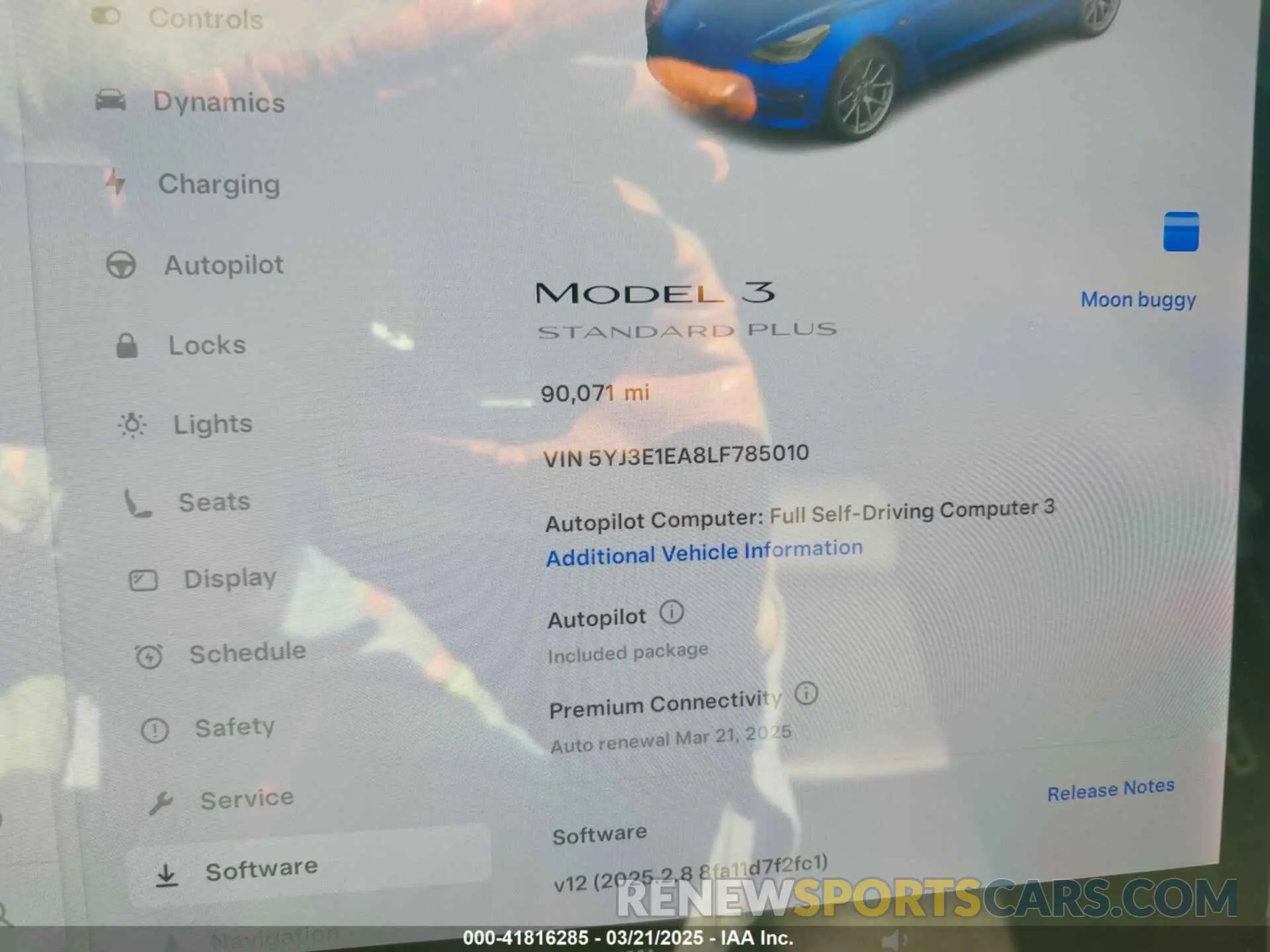 7 fotografías del automóvil dañado 5YJ3E1EA8LF785010 TESLA MODEL 3 2020