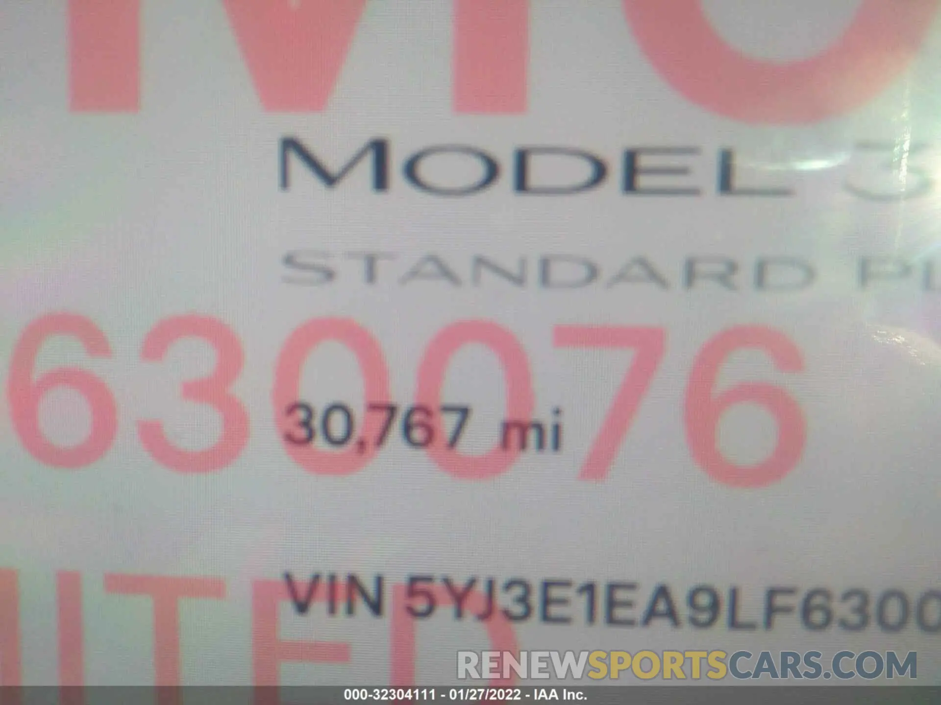 7 fotografías del automóvil dañado 5YJ3E1EA9LF630076 TESLA MODEL 3 2020