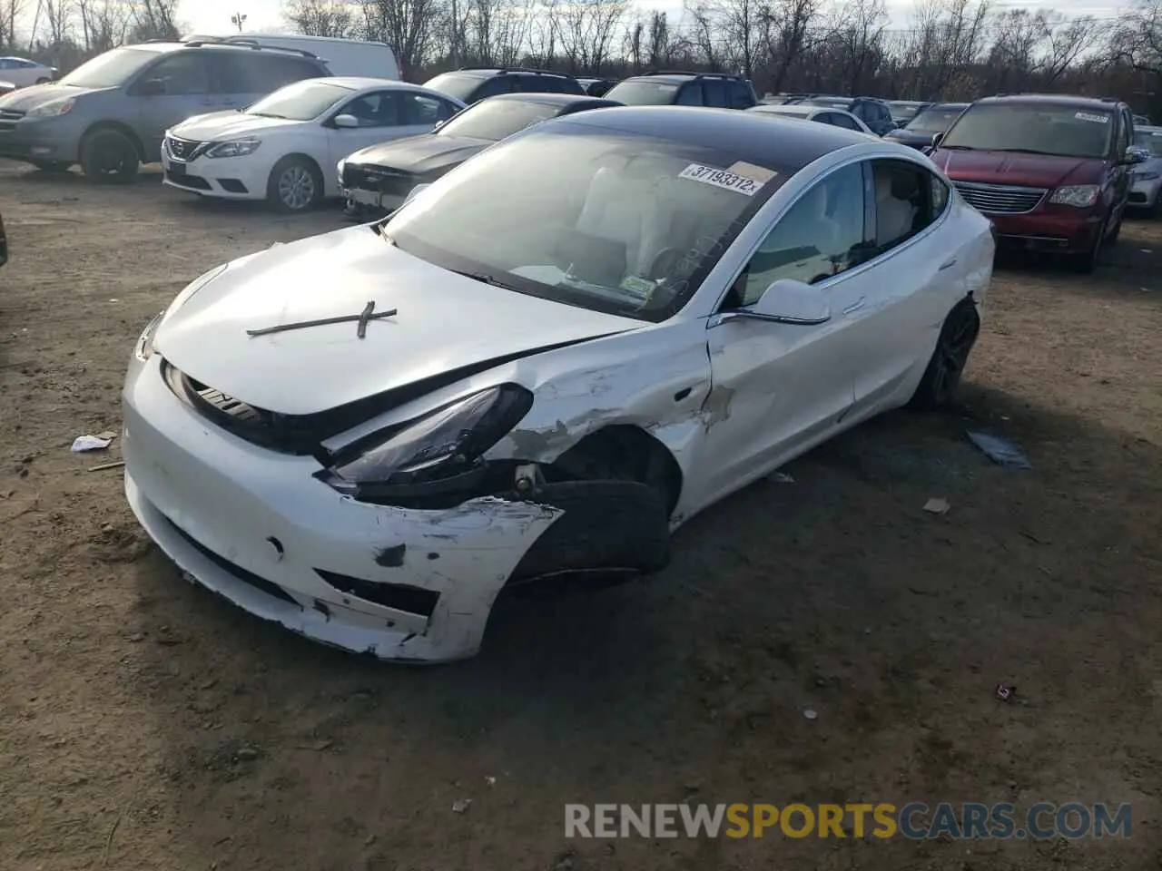 2 fotografías del automóvil dañado 5YJ3E1EAXLF599209 TESLA MODEL 3 2020