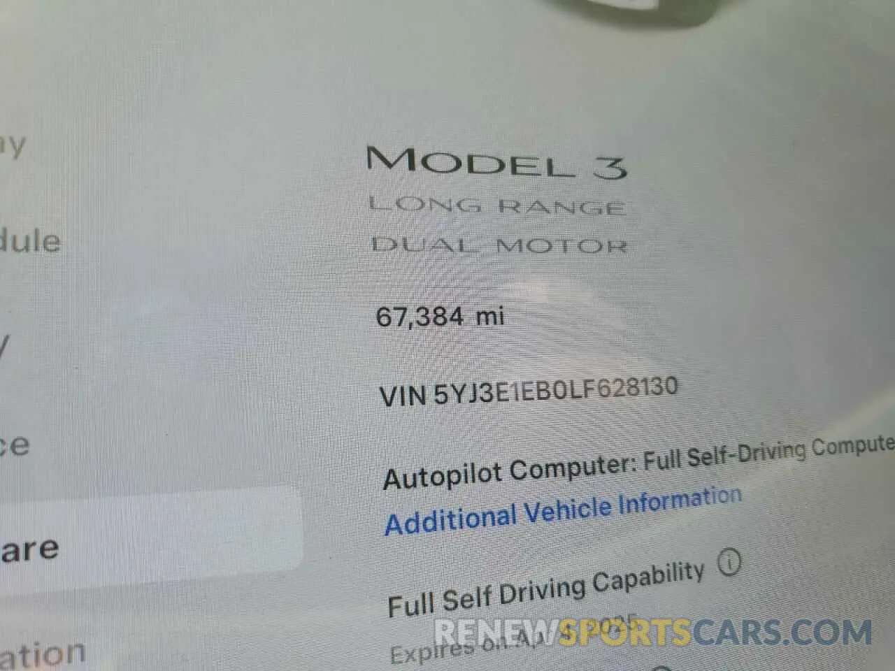 9 fotografías del automóvil dañado 5YJ3E1EB0LF628130 TESLA MODEL 3 2020