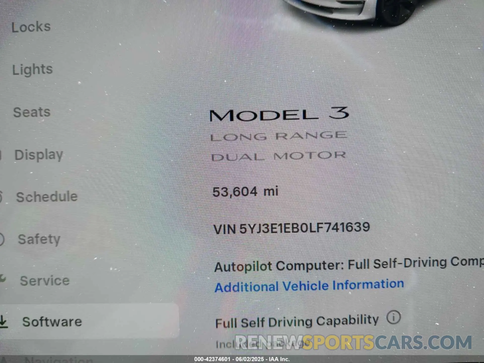 7 fotografías del automóvil dañado 5YJ3E1EB0LF741639 TESLA MODEL 3 2020