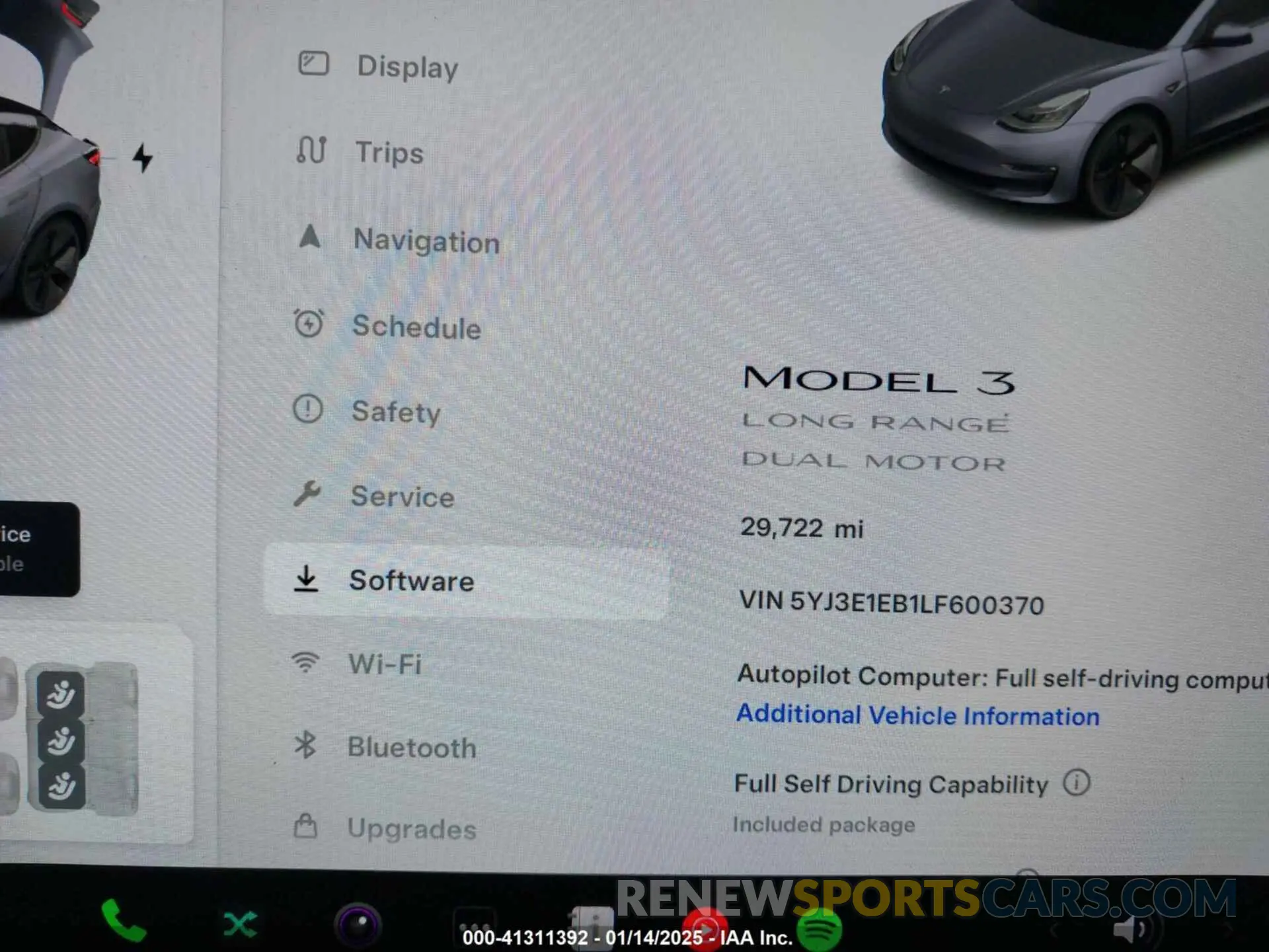 7 fotografías del automóvil dañado 5YJ3E1EB1LF600370 TESLA MODEL 3 2020