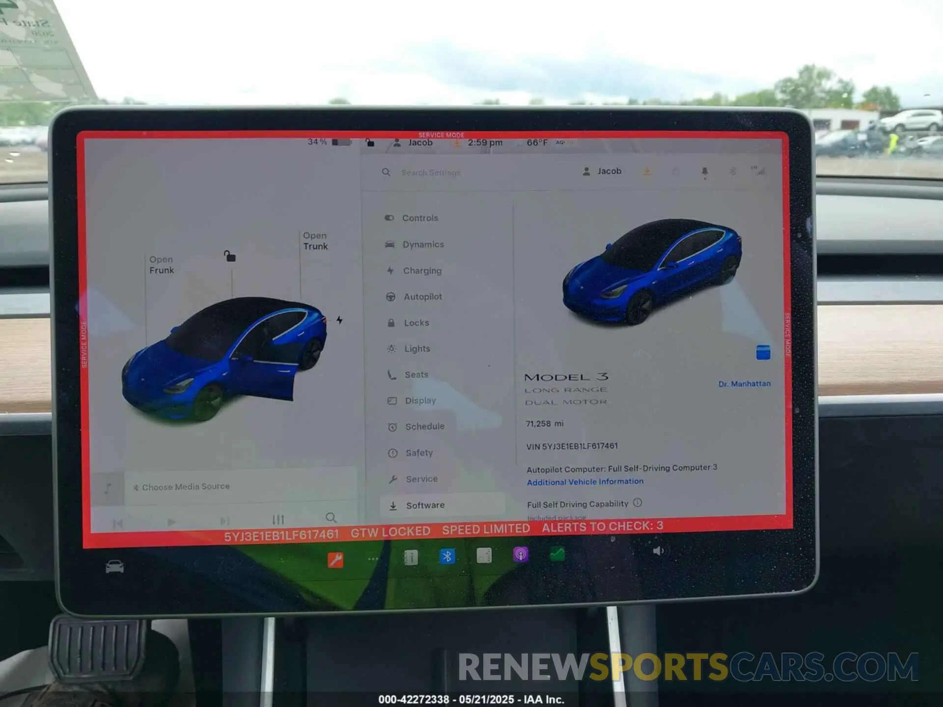 7 fotografías del automóvil dañado 5YJ3E1EB1LF617461 TESLA MODEL 3 2020