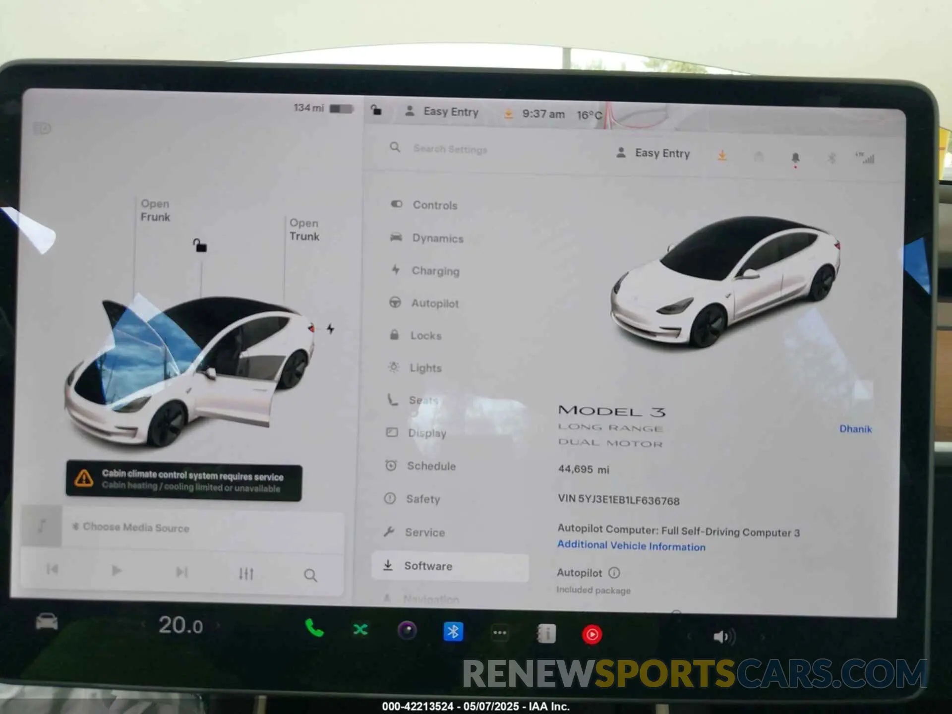 7 fotografías del automóvil dañado 5YJ3E1EB1LF636768 TESLA MODEL 3 2020