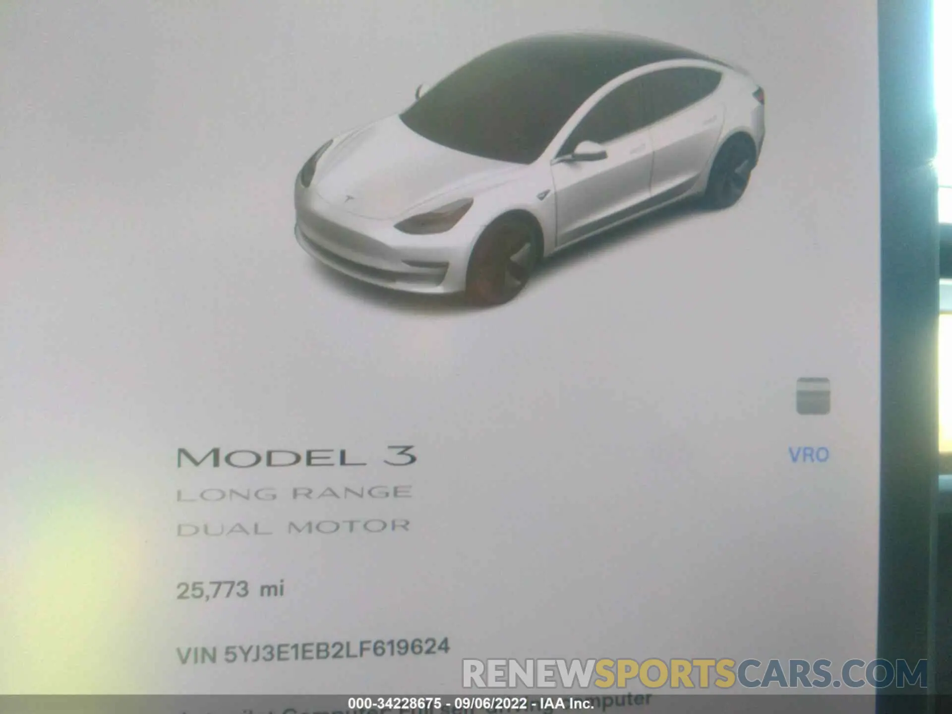 7 fotografías del automóvil dañado 5YJ3E1EB2LF619624 TESLA MODEL 3 2020