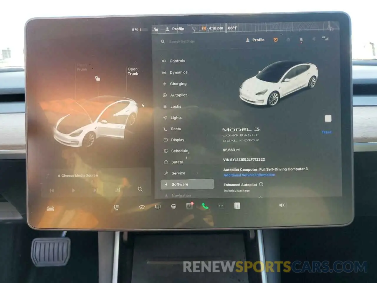 9 fotografías del automóvil dañado 5YJ3E1EB2LF712322 TESLA MODEL 3 2020