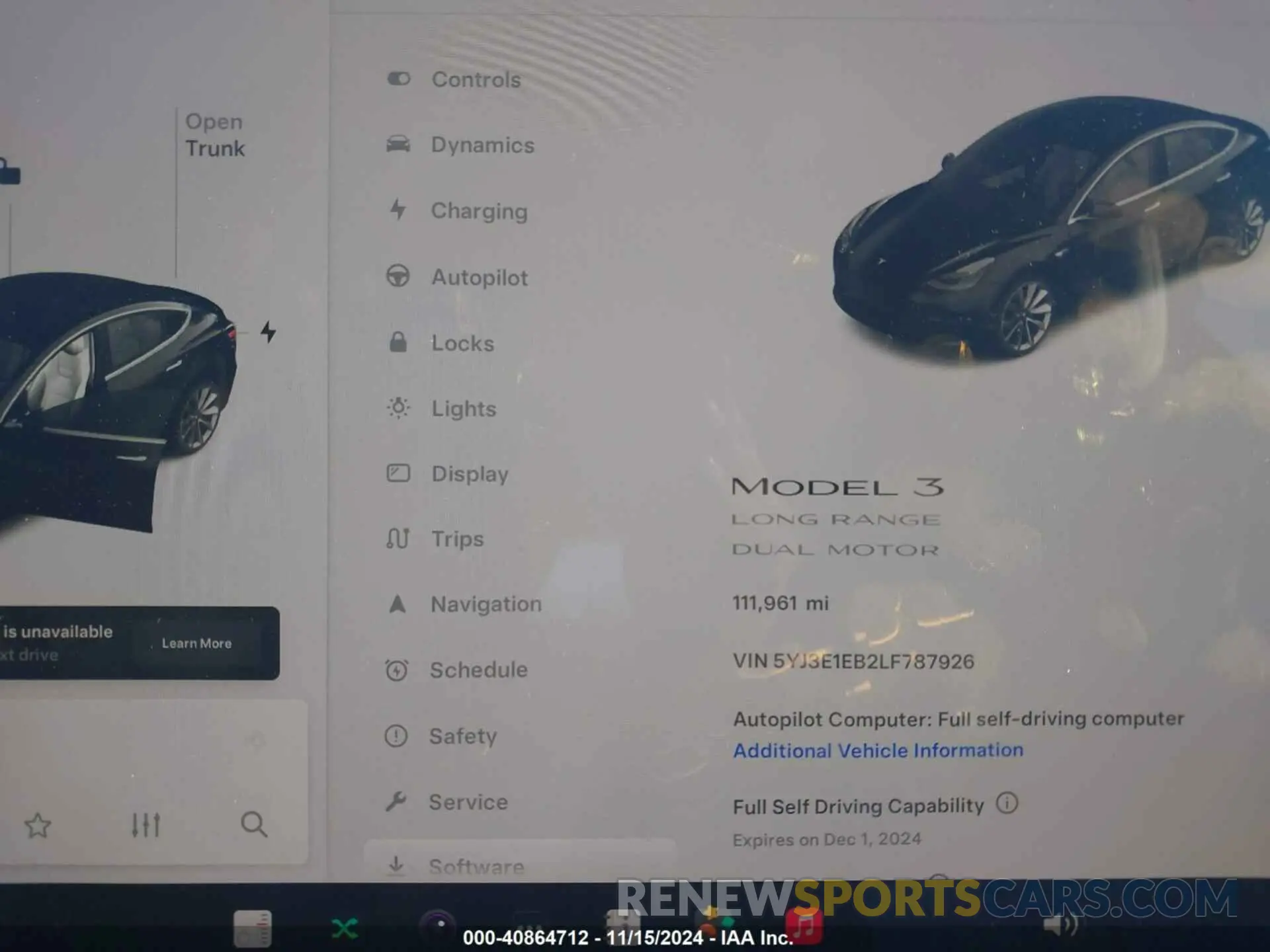 15 fotografías del automóvil dañado 5YJ3E1EB2LF787926 TESLA MODEL 3 2020