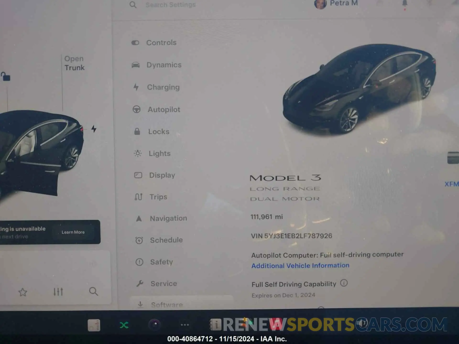 7 fotografías del automóvil dañado 5YJ3E1EB2LF787926 TESLA MODEL 3 2020