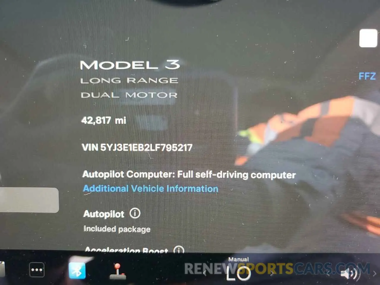 9 fotografías del automóvil dañado 5YJ3E1EB2LF795217 TESLA MODEL 3 2020