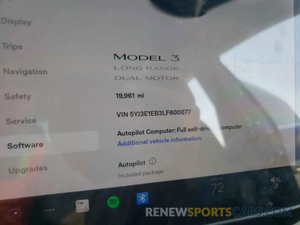 8 fotografías del automóvil dañado 5YJ3E1EB3LF600077 TESLA MODEL 3 2020