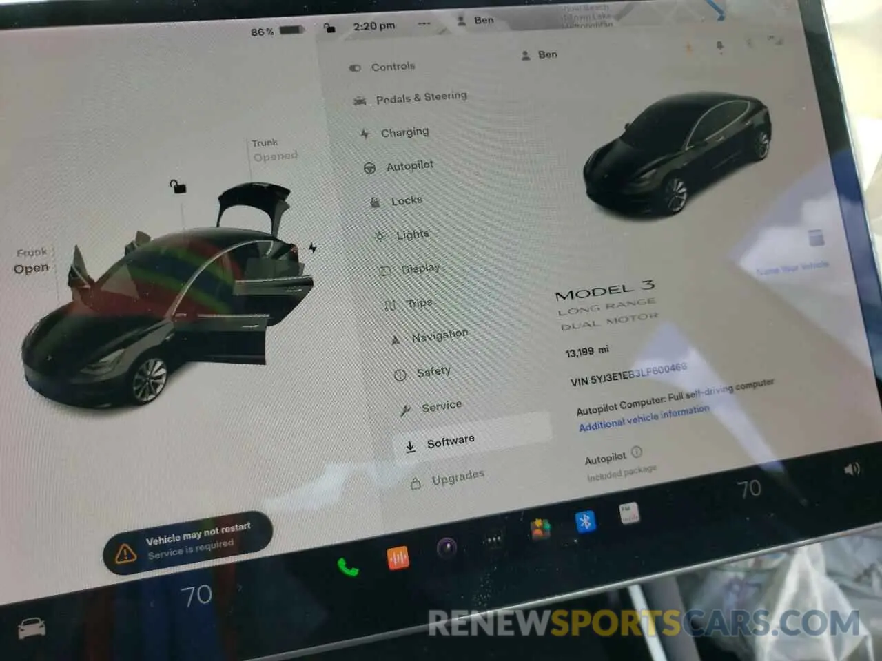 8 fotografías del automóvil dañado 5YJ3E1EB3LF600466 TESLA MODEL 3 2020