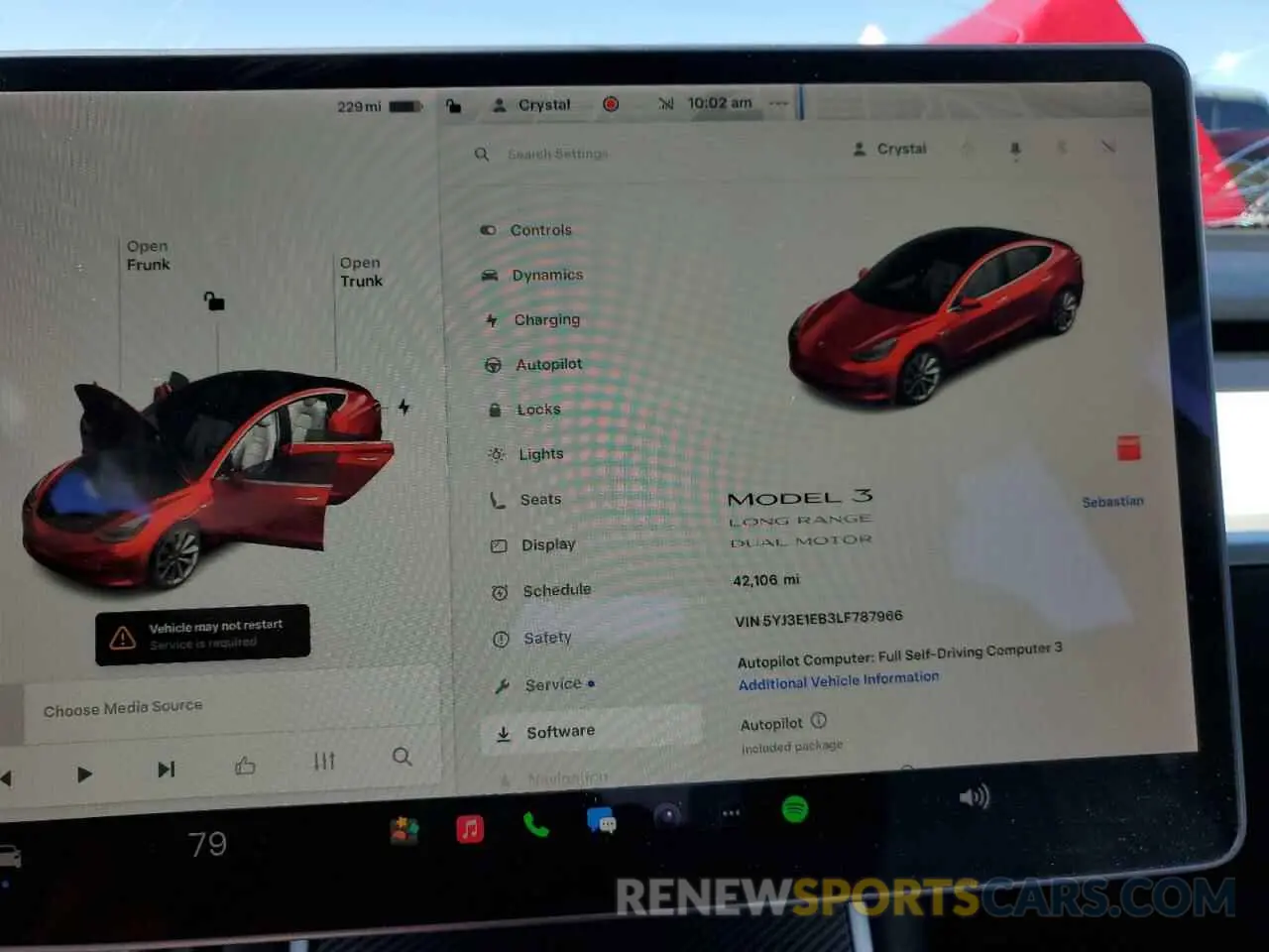 9 fotografías del automóvil dañado 5YJ3E1EB3LF787966 TESLA MODEL 3 2020