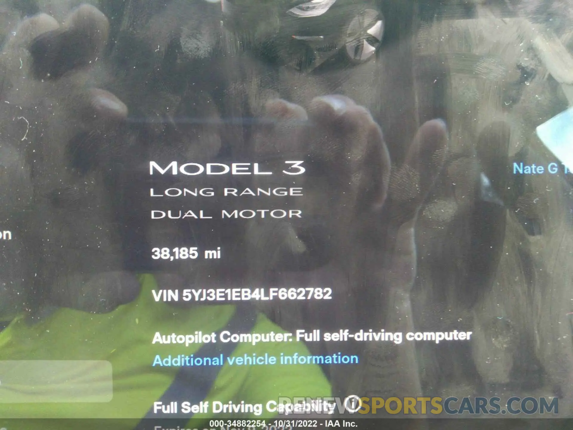 7 fotografías del automóvil dañado 5YJ3E1EB4LF662782 TESLA MODEL 3 2020