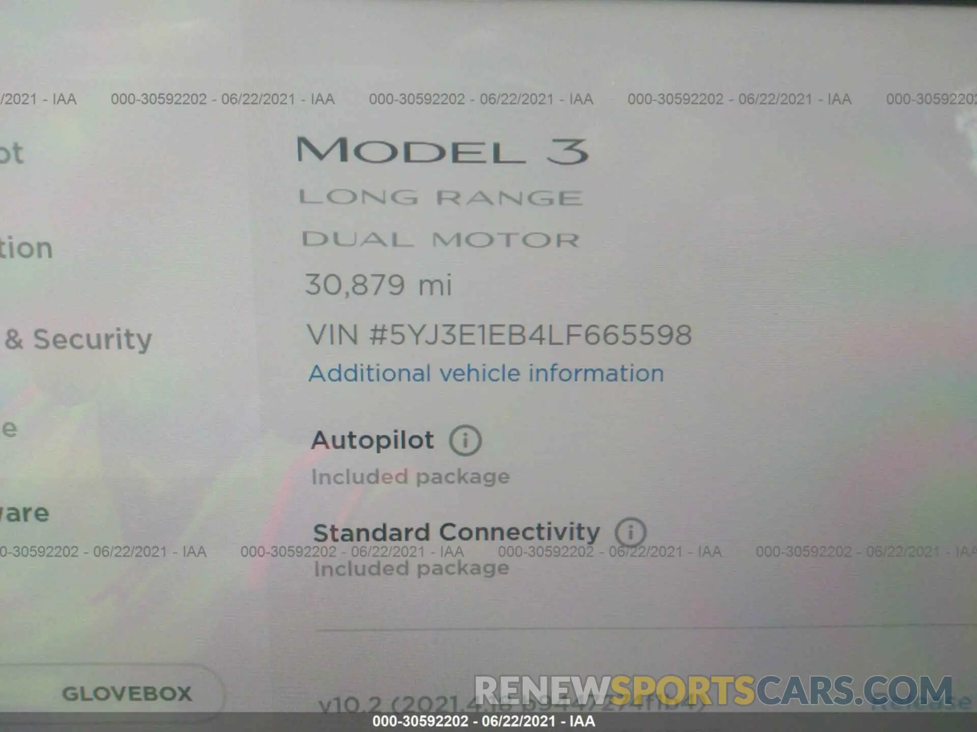 7 fotografías del automóvil dañado 5YJ3E1EB4LF665598 TESLA MODEL 3 2020