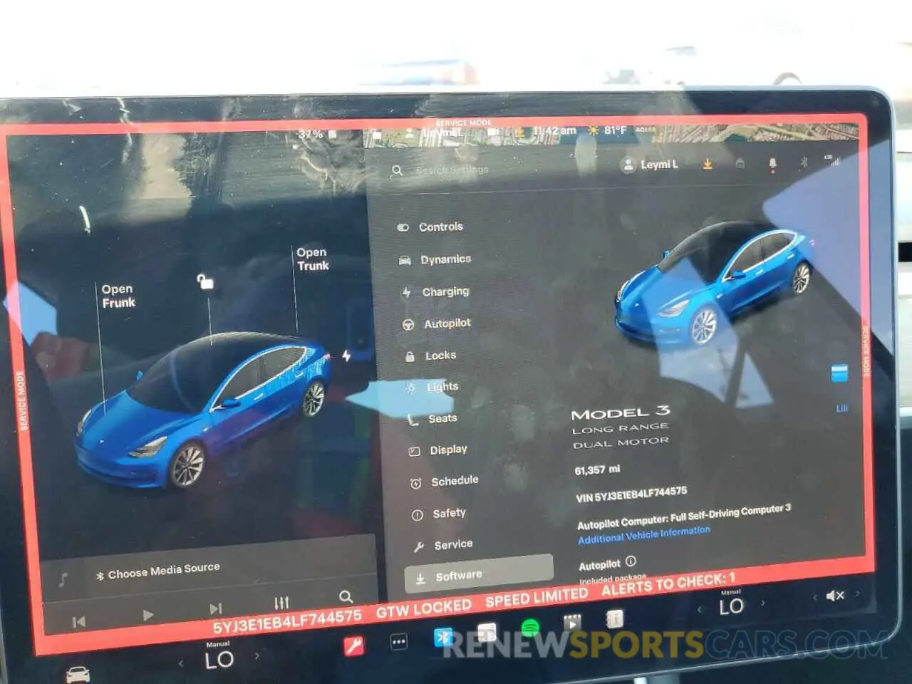 9 fotografías del automóvil dañado 5YJ3E1EB4LF744575 TESLA MODEL 3 2020