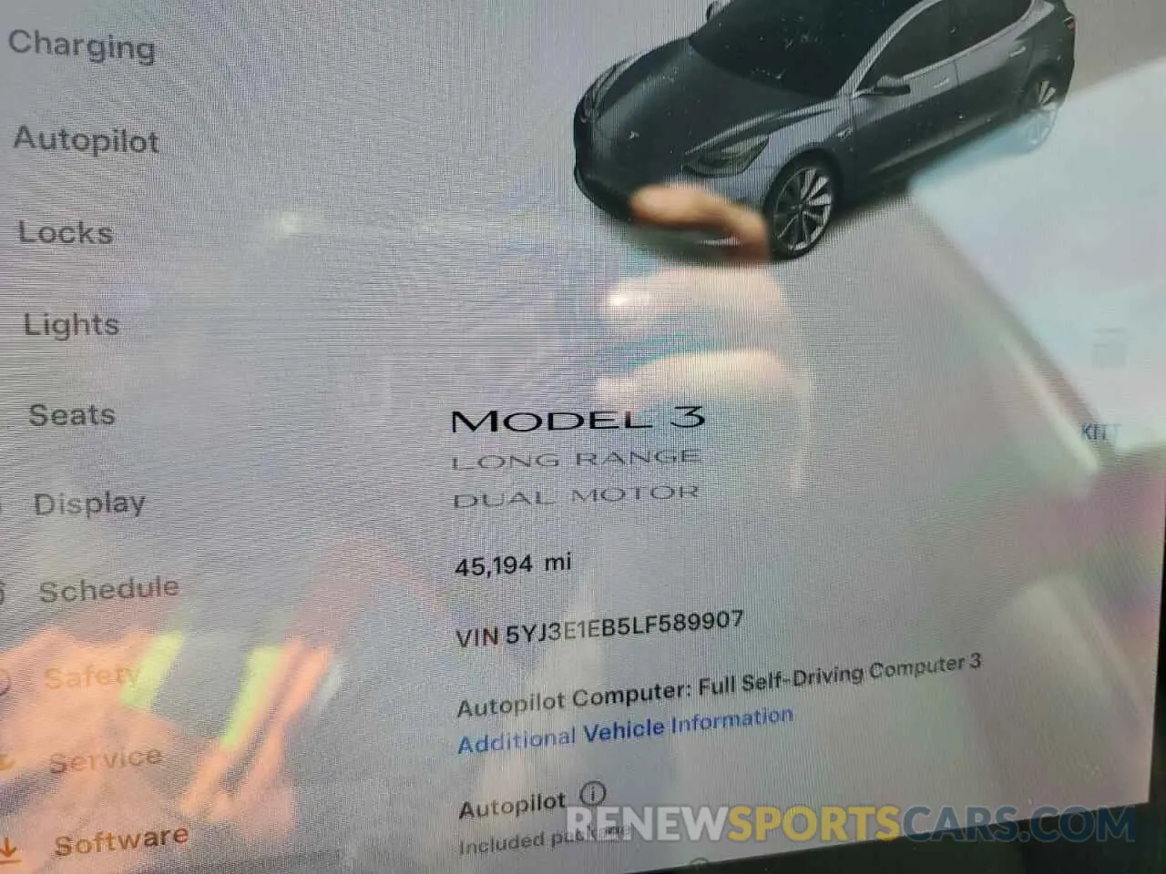 9 fotografías del automóvil dañado 5YJ3E1EB5LF589907 TESLA MODEL 3 2020