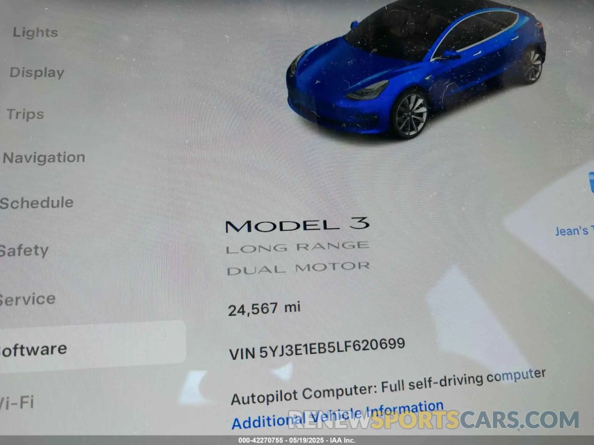 16 fotografías del automóvil dañado 5YJ3E1EB5LF620699 TESLA MODEL 3 2020