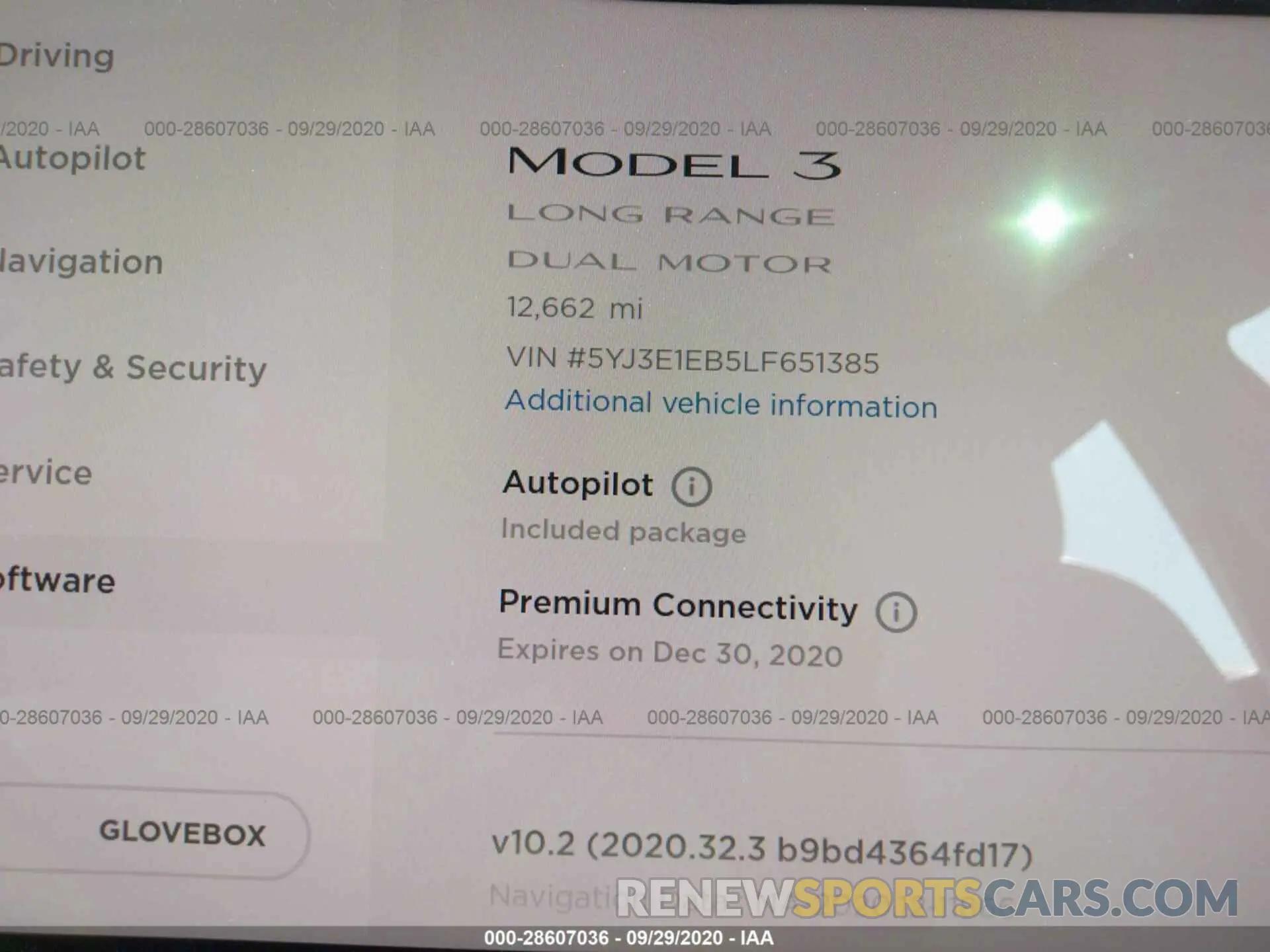 7 fotografías del automóvil dañado 5YJ3E1EB5LF651385 TESLA MODEL 3 2020