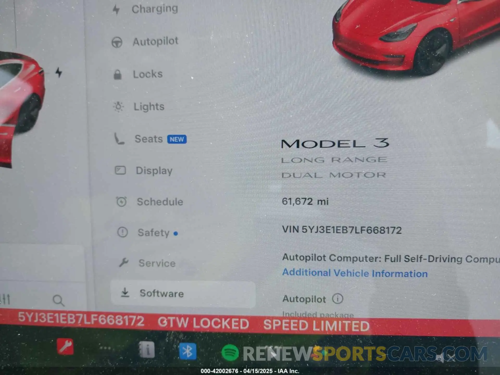 7 fotografías del automóvil dañado 5YJ3E1EB7LF668172 TESLA MODEL 3 2020