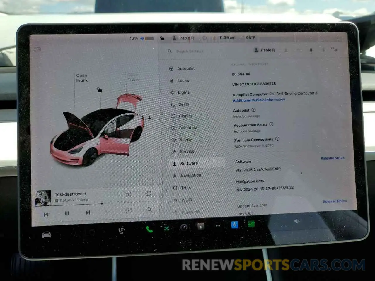 9 fotografías del automóvil dañado 5YJ3E1EB7LF806728 TESLA MODEL 3 2020