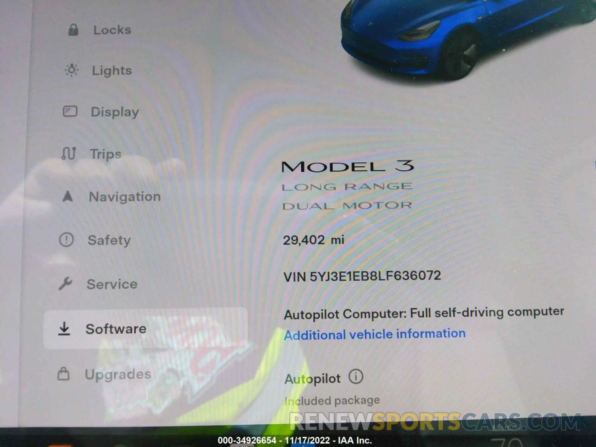 7 fotografías del automóvil dañado 5YJ3E1EB8LF636072 TESLA MODEL 3 2020