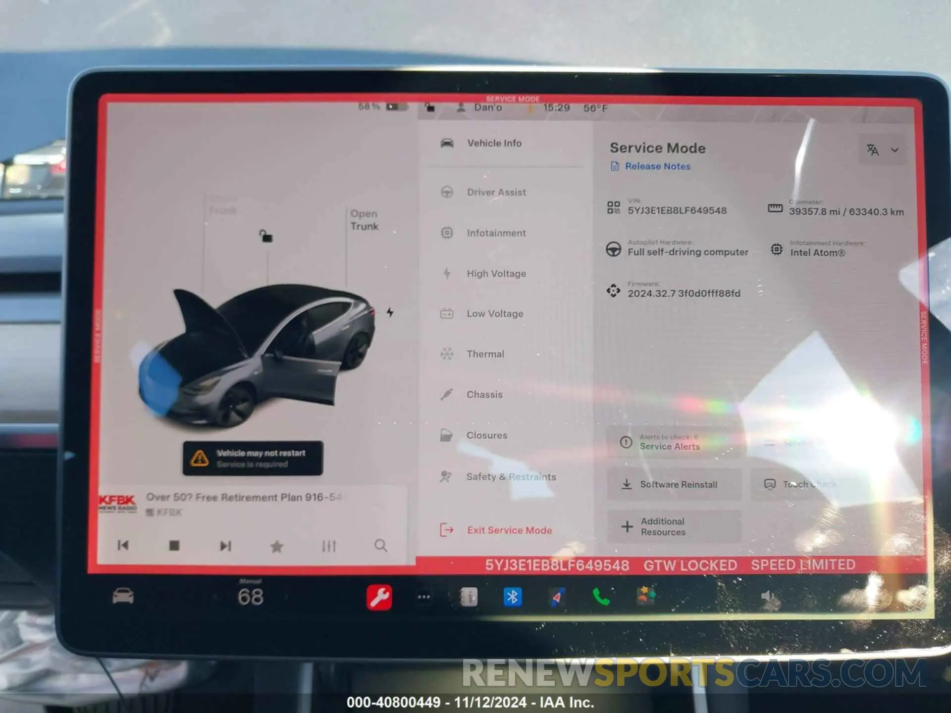 18 fotografías del automóvil dañado 5YJ3E1EB8LF649548 TESLA MODEL 3 2020