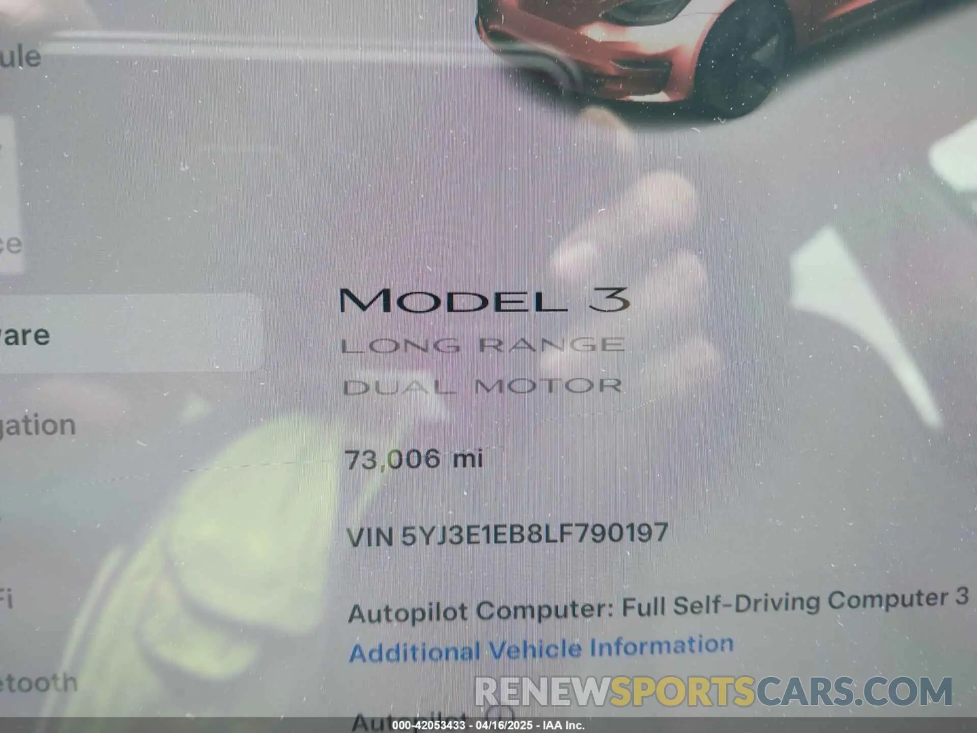 7 fotografías del automóvil dañado 5YJ3E1EB8LF790197 TESLA MODEL 3 2020