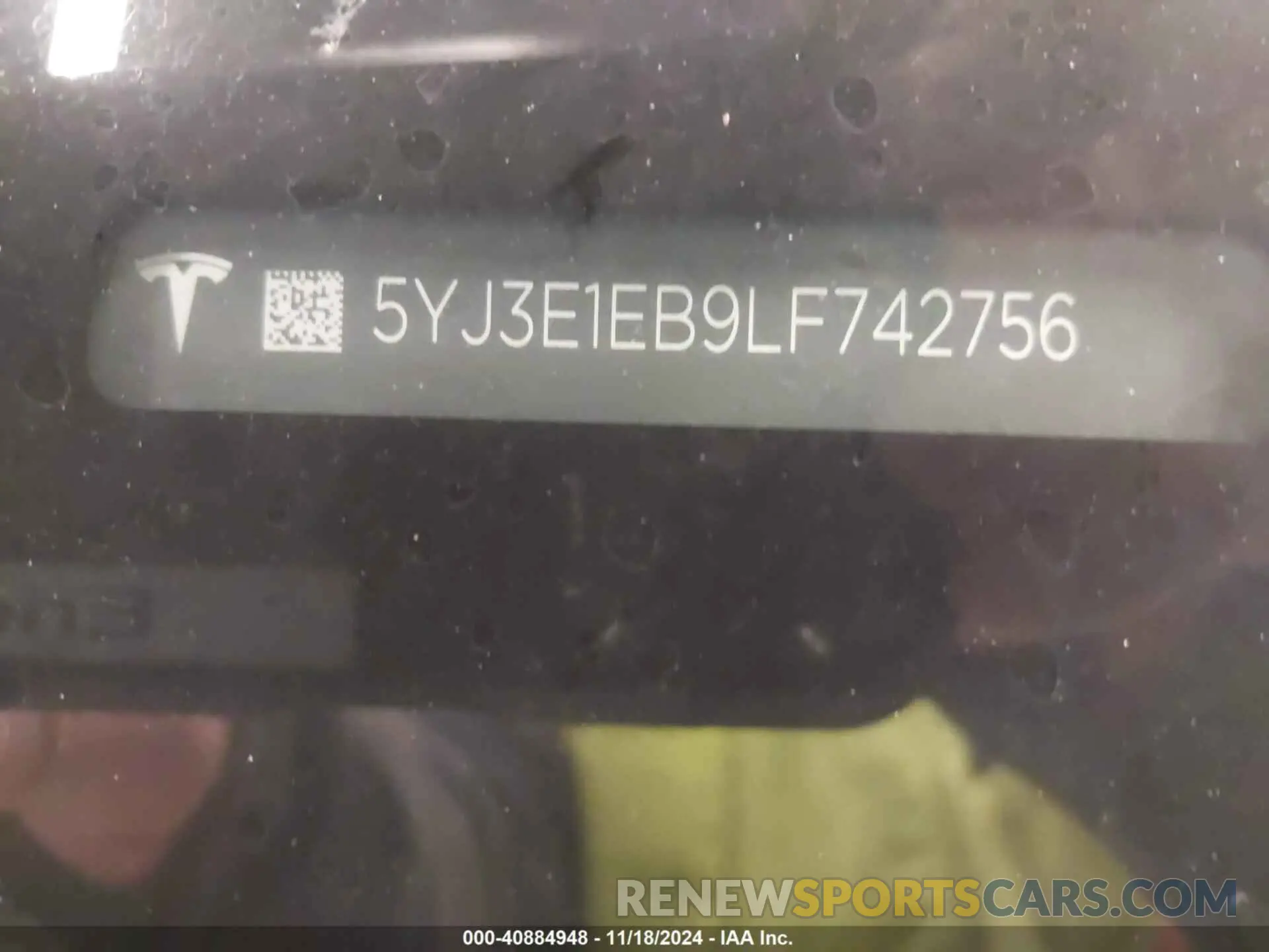 9 fotografías del automóvil dañado 5YJ3E1EB9LF742756 TESLA MODEL 3 2020