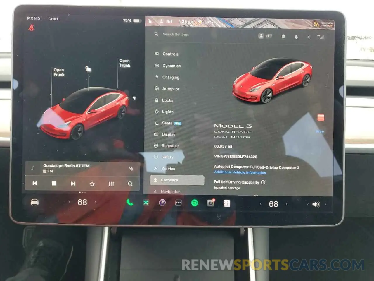 9 fotografías del automóvil dañado 5YJ3E1EB9LF744328 TESLA MODEL 3 2020